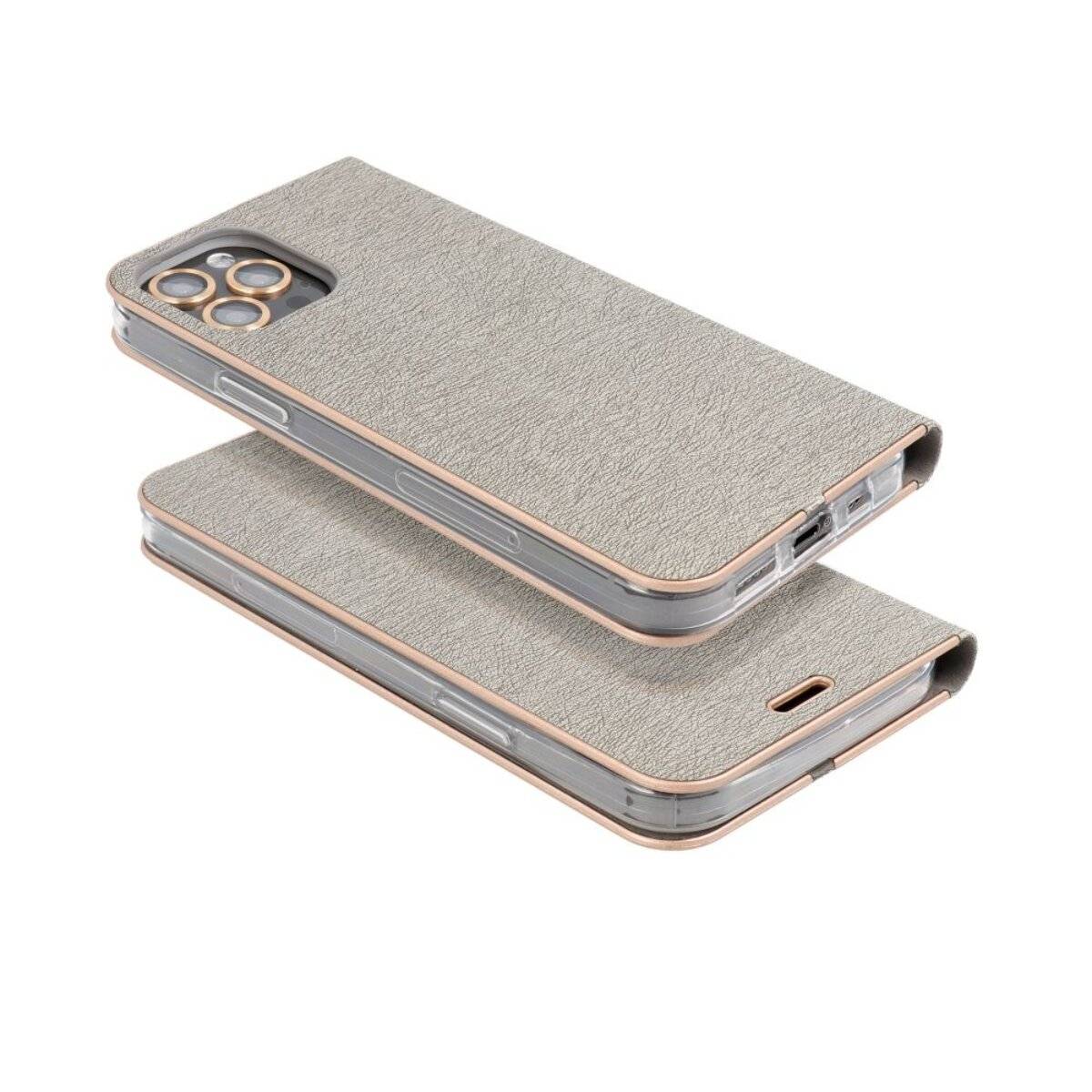 Luna Book Schutzhülle Smartphone-Hülle Handyhülle Bookcase-Hülle kompatibel mit iPhone 16e (SE 4 2025) Grau