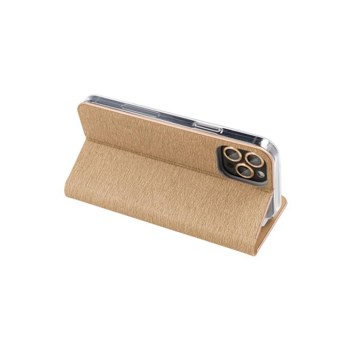 Luna Book Schutzhülle Smartphone-Hülle Handyhülle Bookcase-Hülle kompatibel mit iPhone 16e (SE 4 2025) Gold