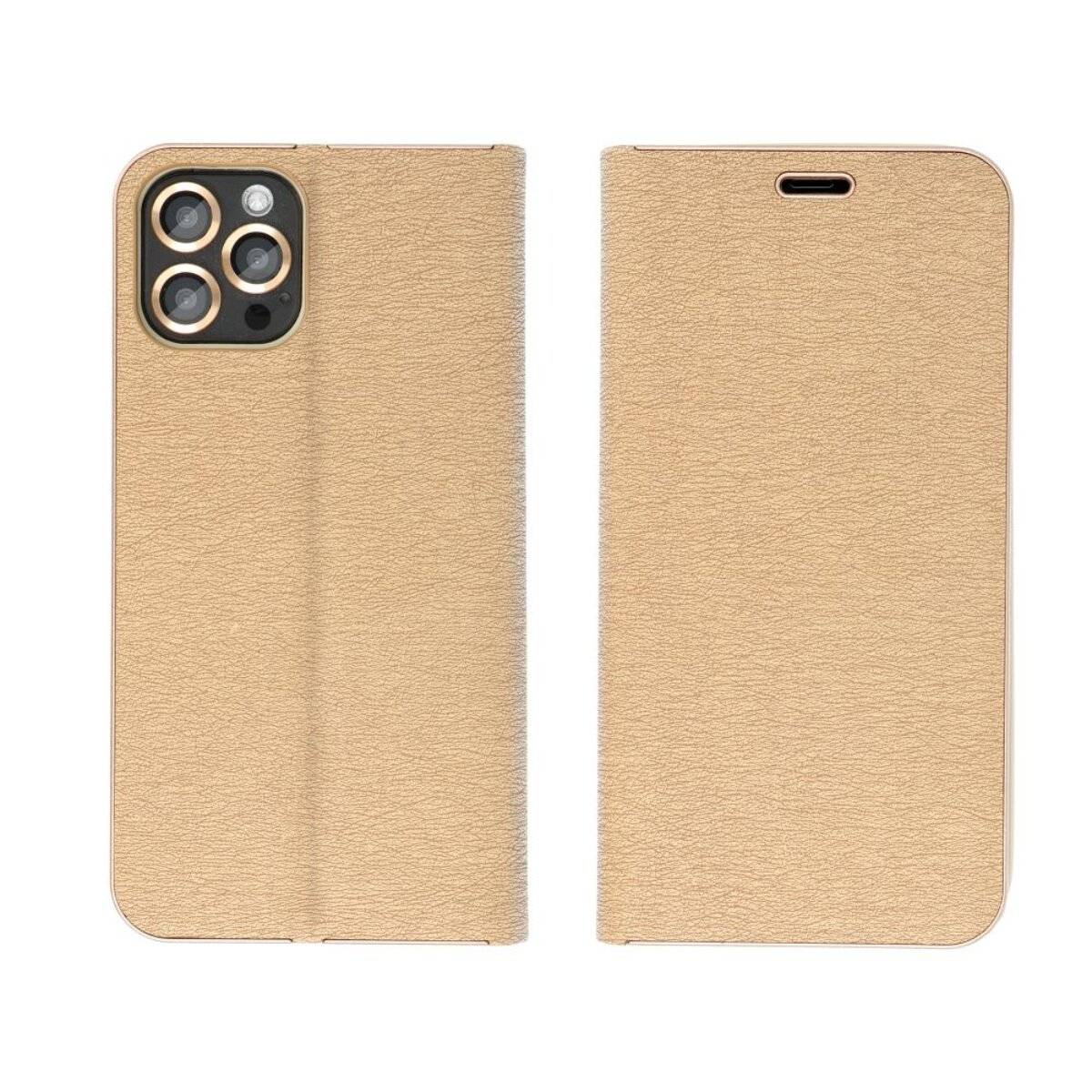 Luna Book Schutzhülle Smartphone-Hülle Handyhülle Bookcase-Hülle kompatibel mit iPhone 16e (SE 4 2025) Gold