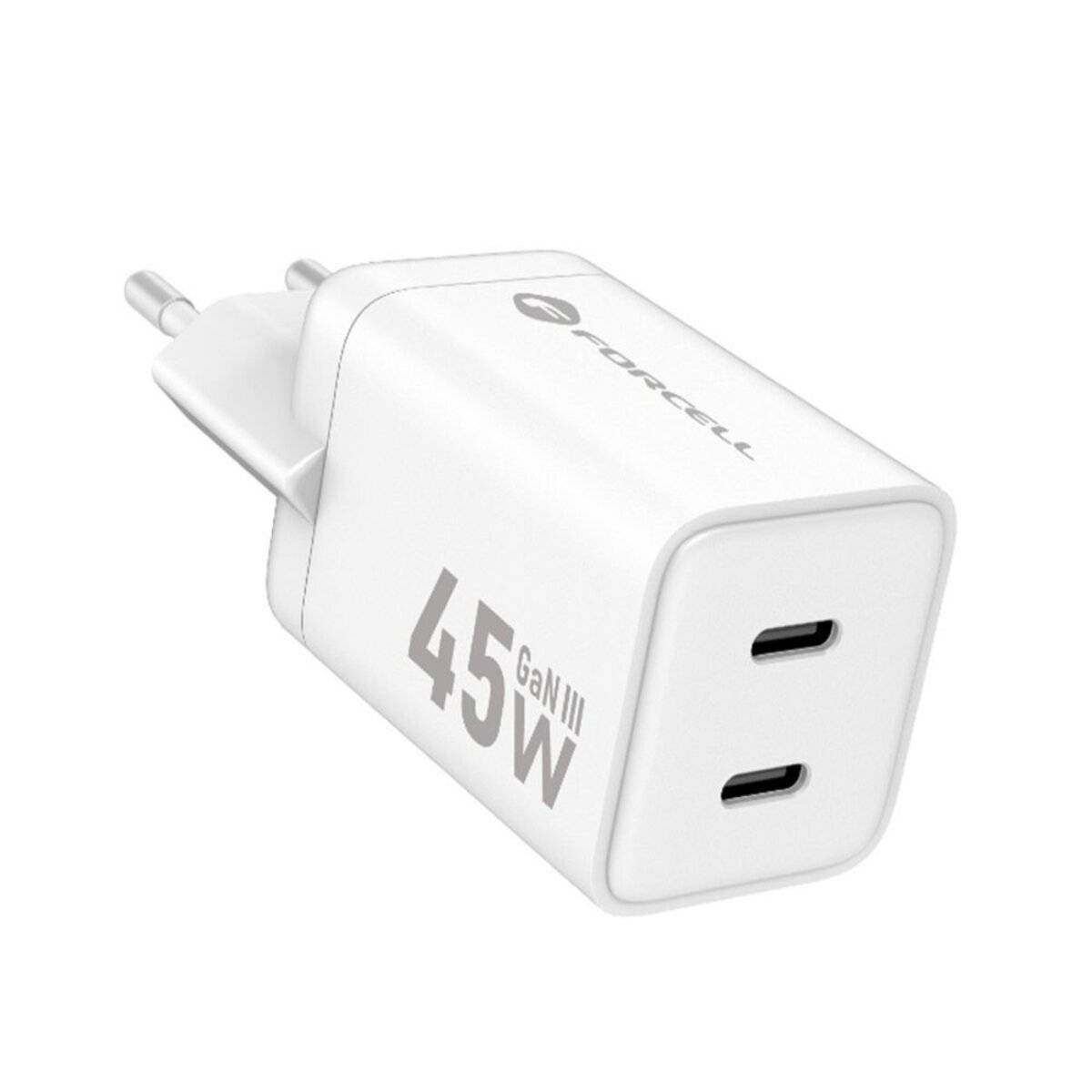 FORCELL F-ENERGY Mini GaN III VT-36B Reise-Ladegerät 45?W, 2× USB-C, Weiß