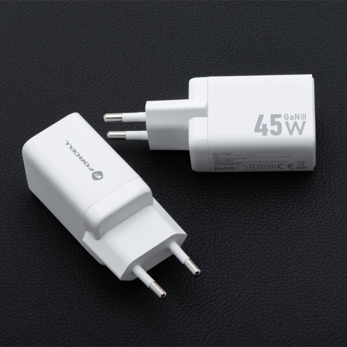 FORCELL F-ENERGY Mini GaN III VT-36B Reise-Ladegerät 45?W, 2× USB-C, Weiß