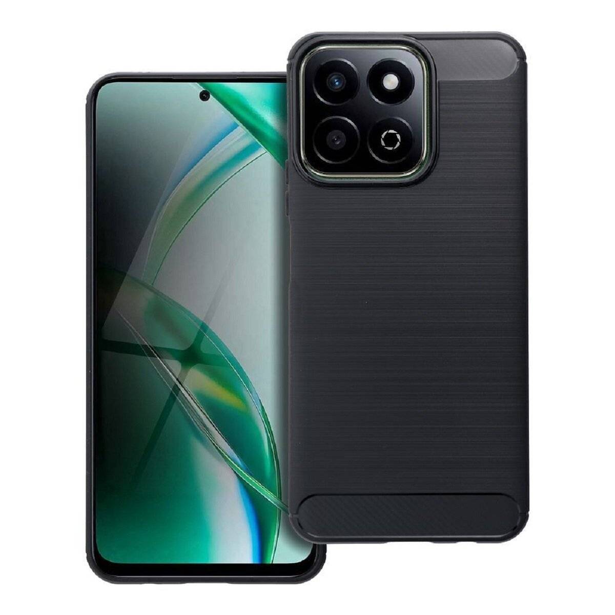 Carbon Case Flexible Cover Bumper Handyhülle kompatibel mit Honor 200 smart schwarz
