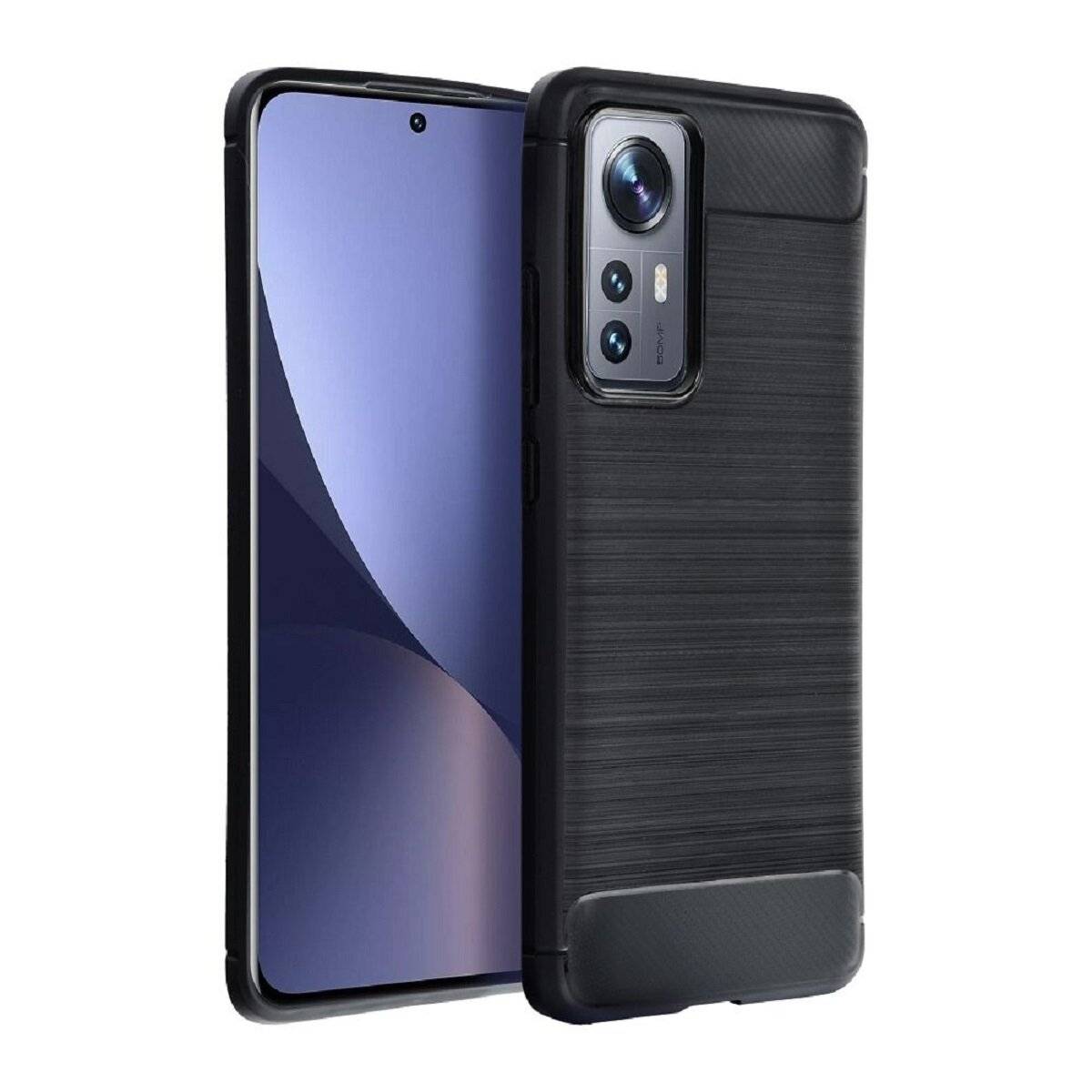 Carbon Case Flexible Cover Bumper Handyhülle kompatibel mit Honor 200 smart schwarz
