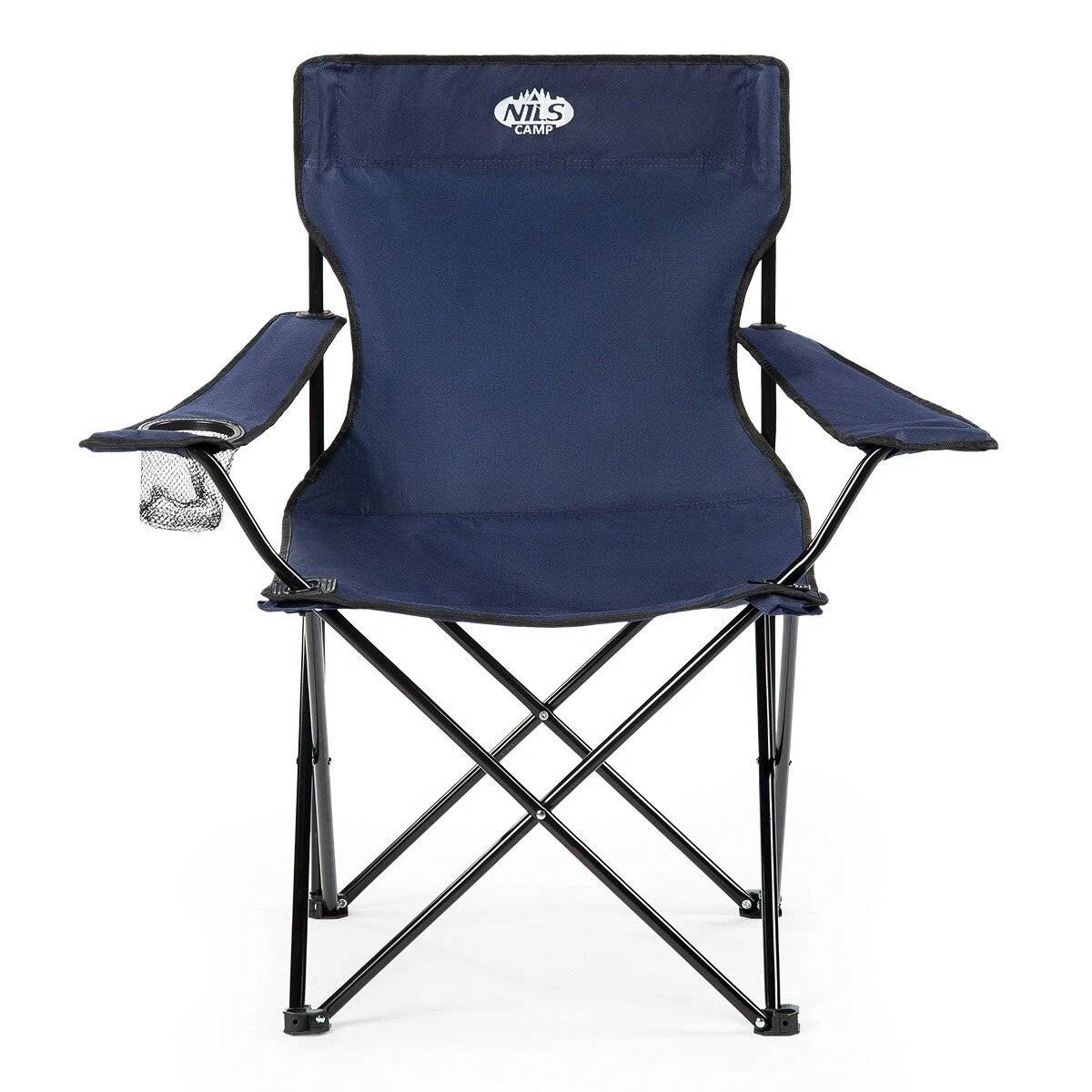 NILS Faltbarer Campingstuhl Anglerstuhl Stabiler Outdoor-Stuhl mit Tragetasche Blau