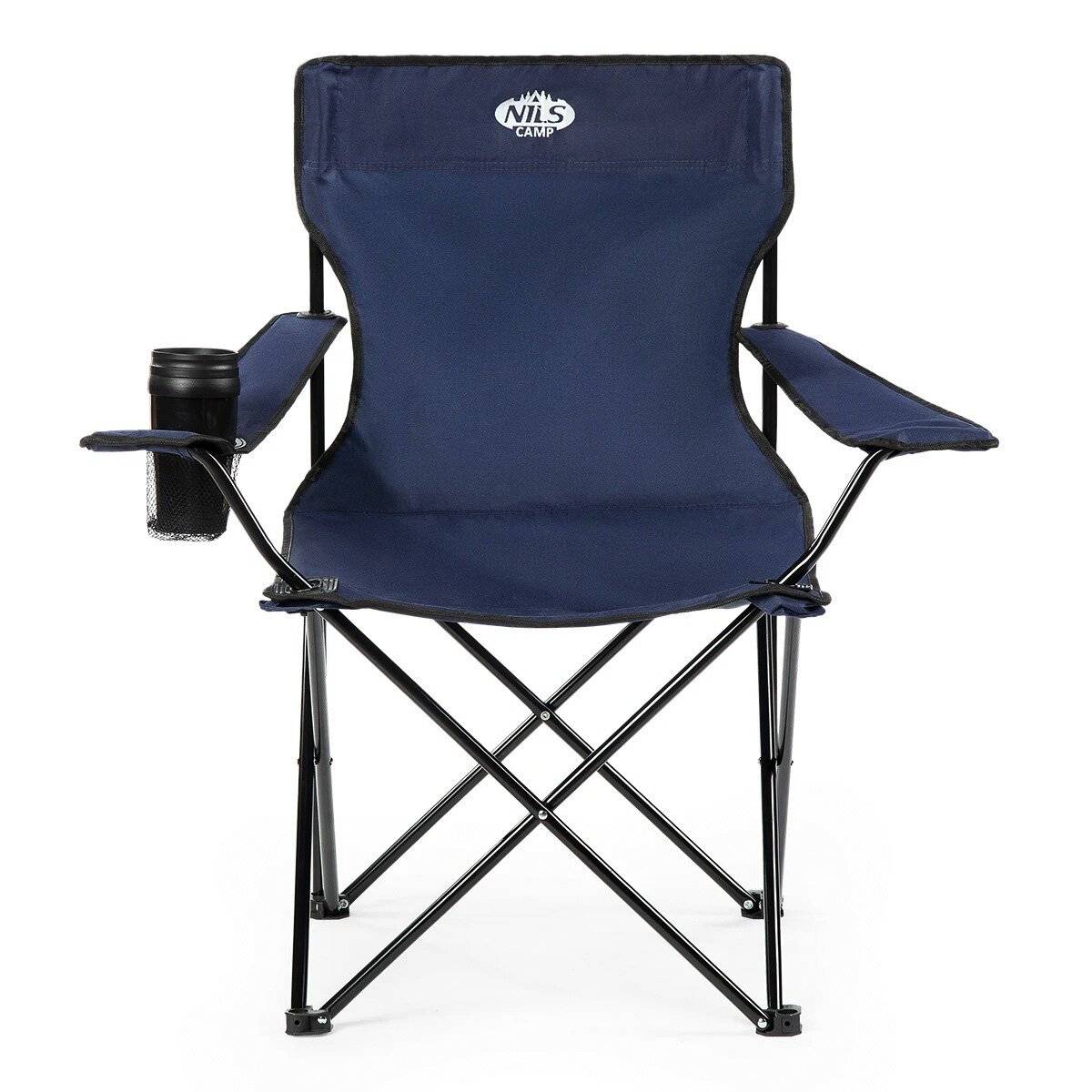 NILS Faltbarer Campingstuhl Anglerstuhl Stabiler Outdoor-Stuhl mit Tragetasche Blau