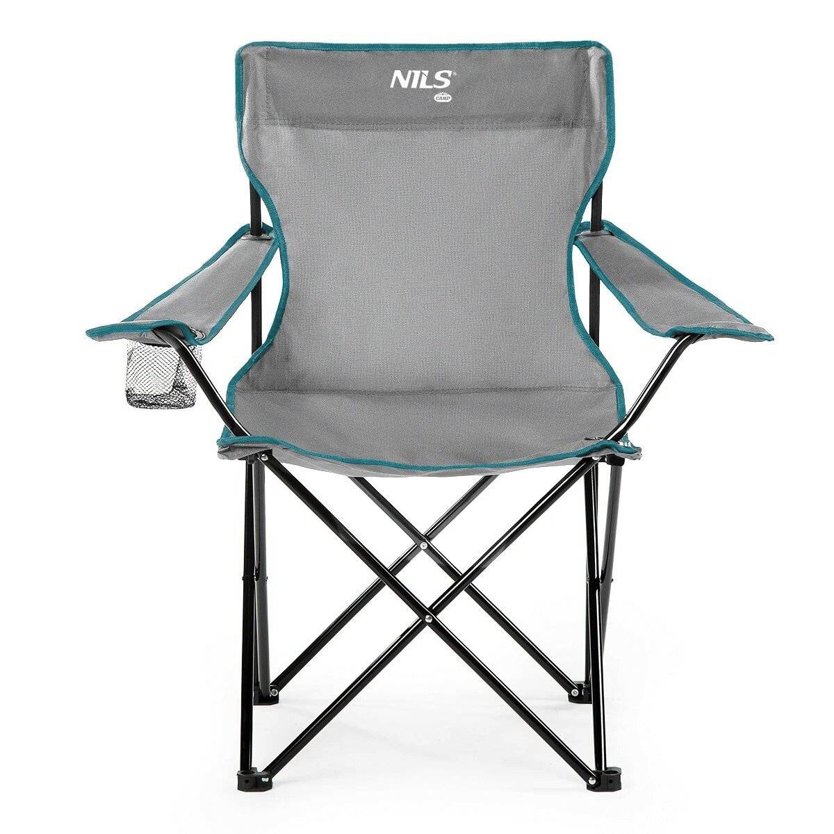 NILS Faltbarer Campingstuhl Anglerstuhl Stabiler Outdoor-Stuhl mit Tragetasche Grau