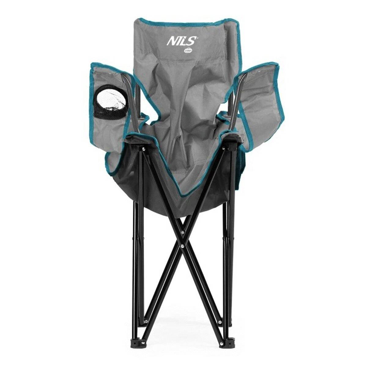 NILS Faltbarer Campingstuhl Anglerstuhl Stabiler Outdoor-Stuhl mit Tragetasche Grau