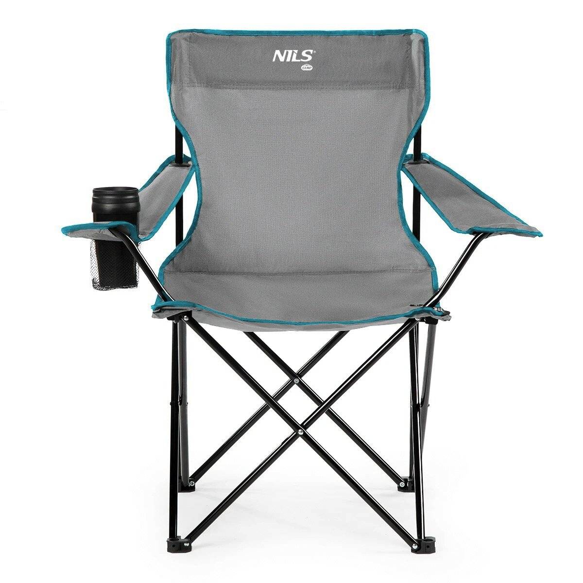 NILS Faltbarer Campingstuhl Anglerstuhl Stabiler Outdoor-Stuhl mit Tragetasche Grau