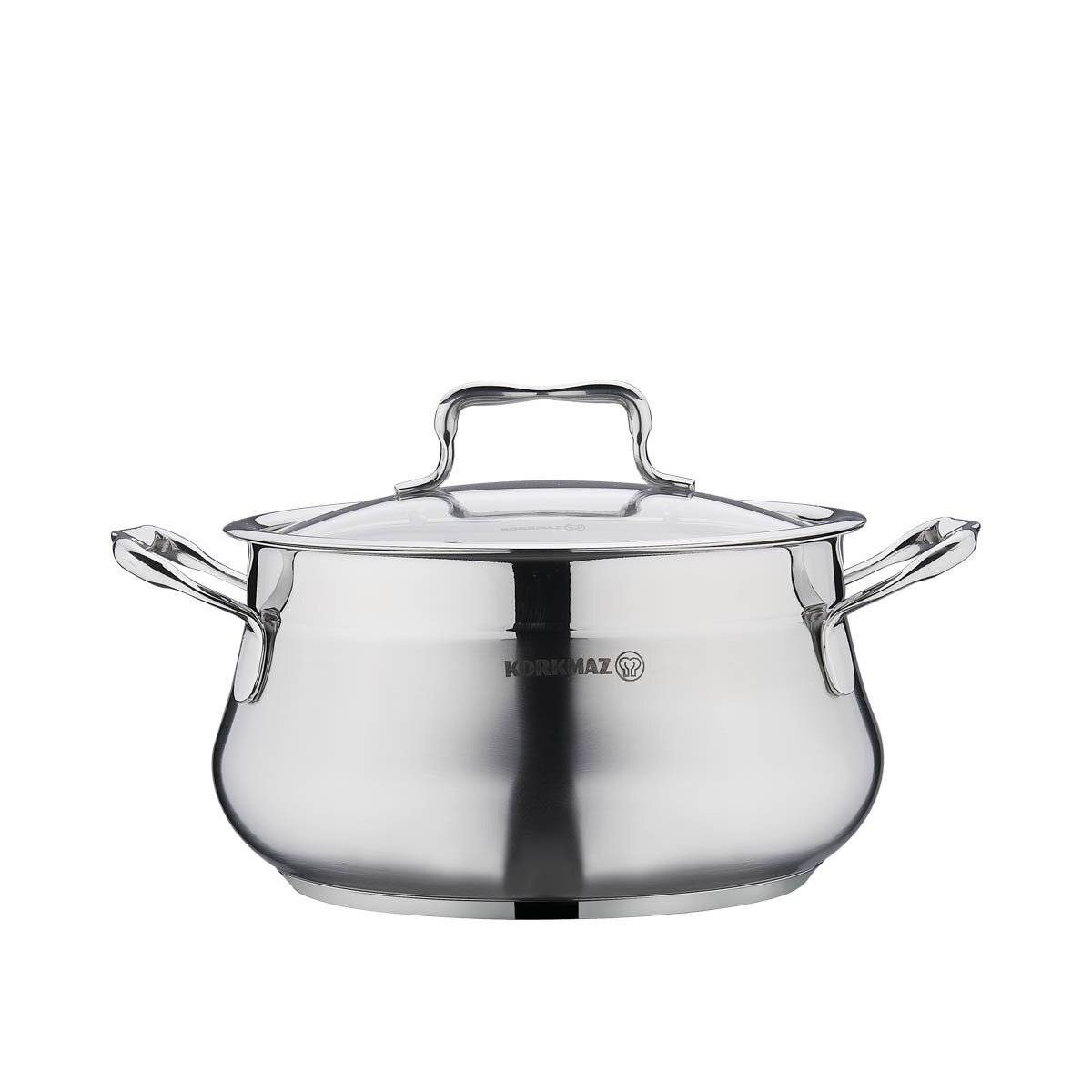 Korkmaz Estima Kochgeschirr-Set mit Glasdeckel - 9-teilig - Edelstahl 18/10