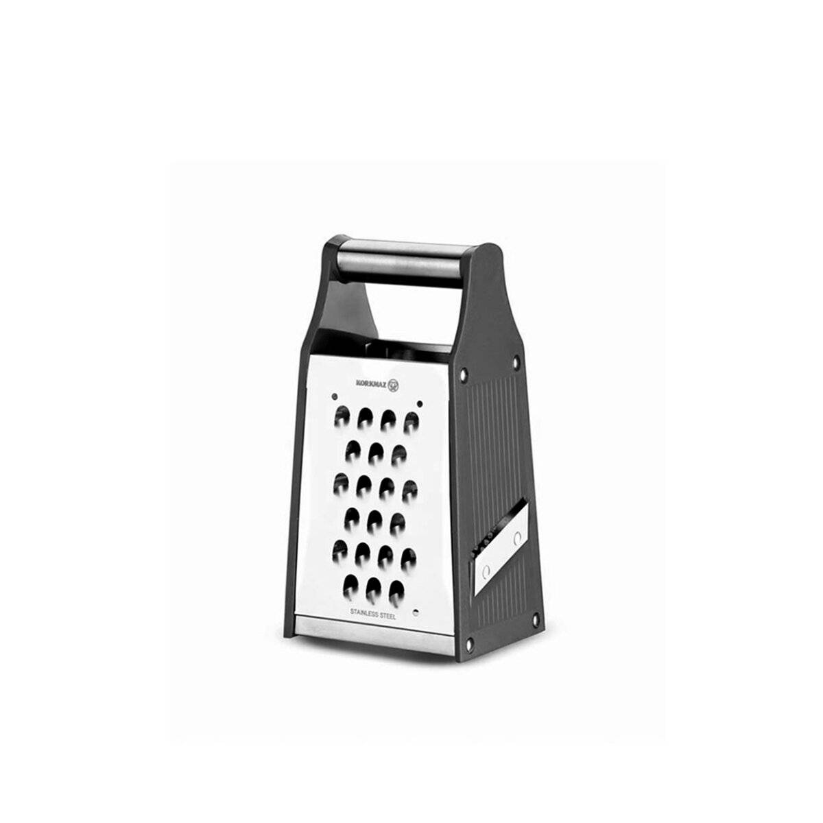 Korkmaz Rendy 4-in-1 Küchenreibe - Vierseitenreibe aus Edelstahl in Schwarz