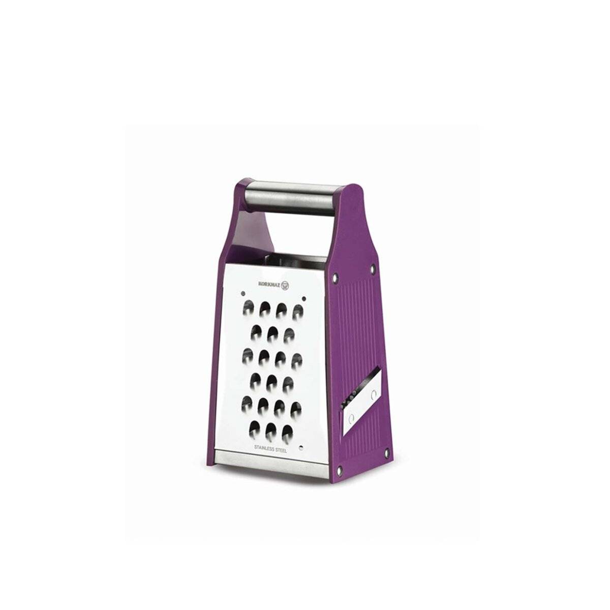 Korkmaz Rendy 4-in-1 Küchenreibe - Vierseitenreibe aus Edelstahl in Lila