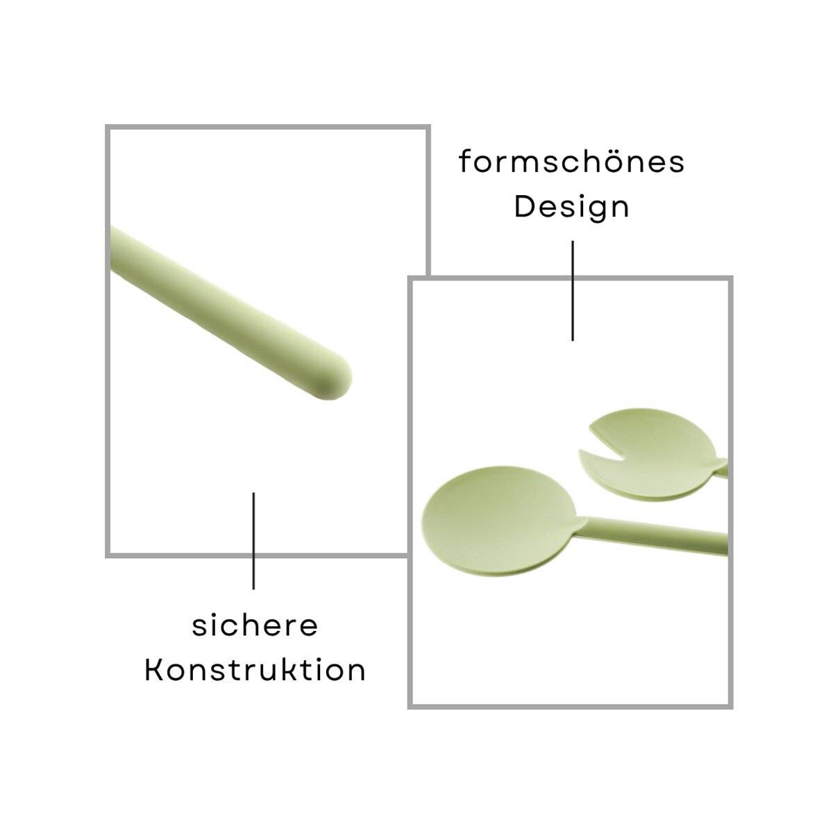 Cofi Salatbesteck 2-teilig – Salatlöffel & Salatgabel im Set – spülmaschinengeeignet Made in Germany, 29?cm lang Grün