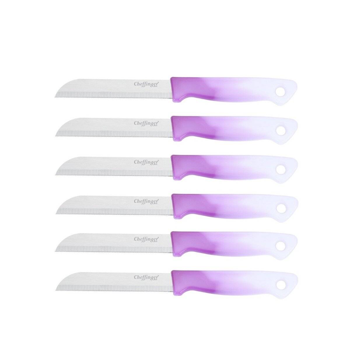 6 Stück Küchenmesser 18 cm mit ergonomischem Griff - vielseitig & pflegeleicht, Lila