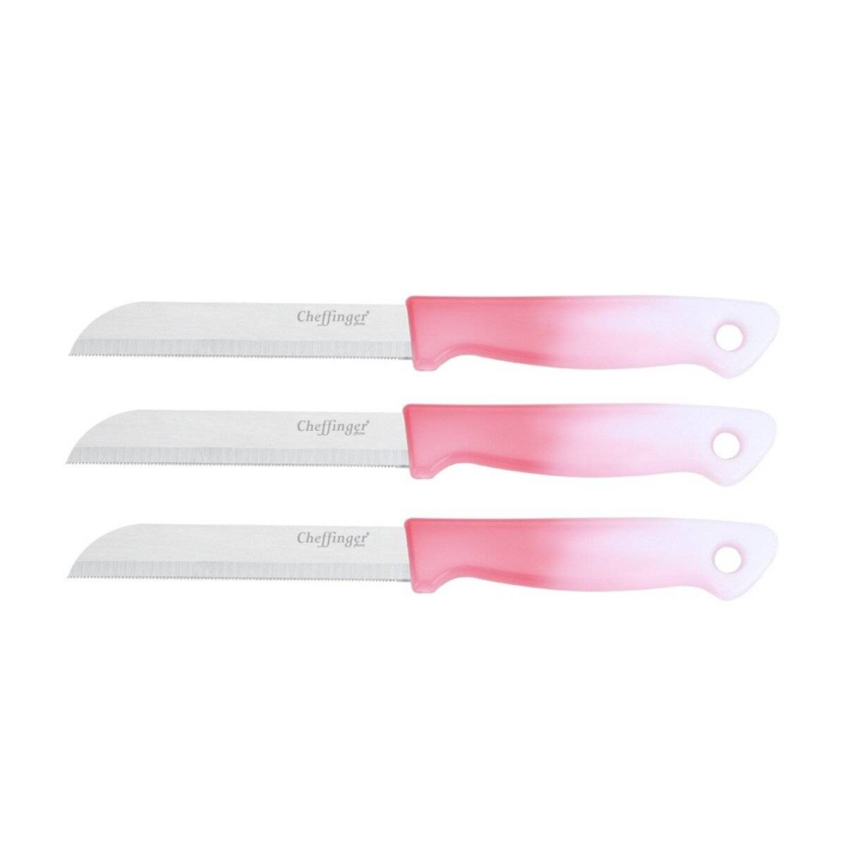 3 Stück Küchenmesser 18 cm mit ergonomischem Griff - vielseitig & pflegeleicht, Pink