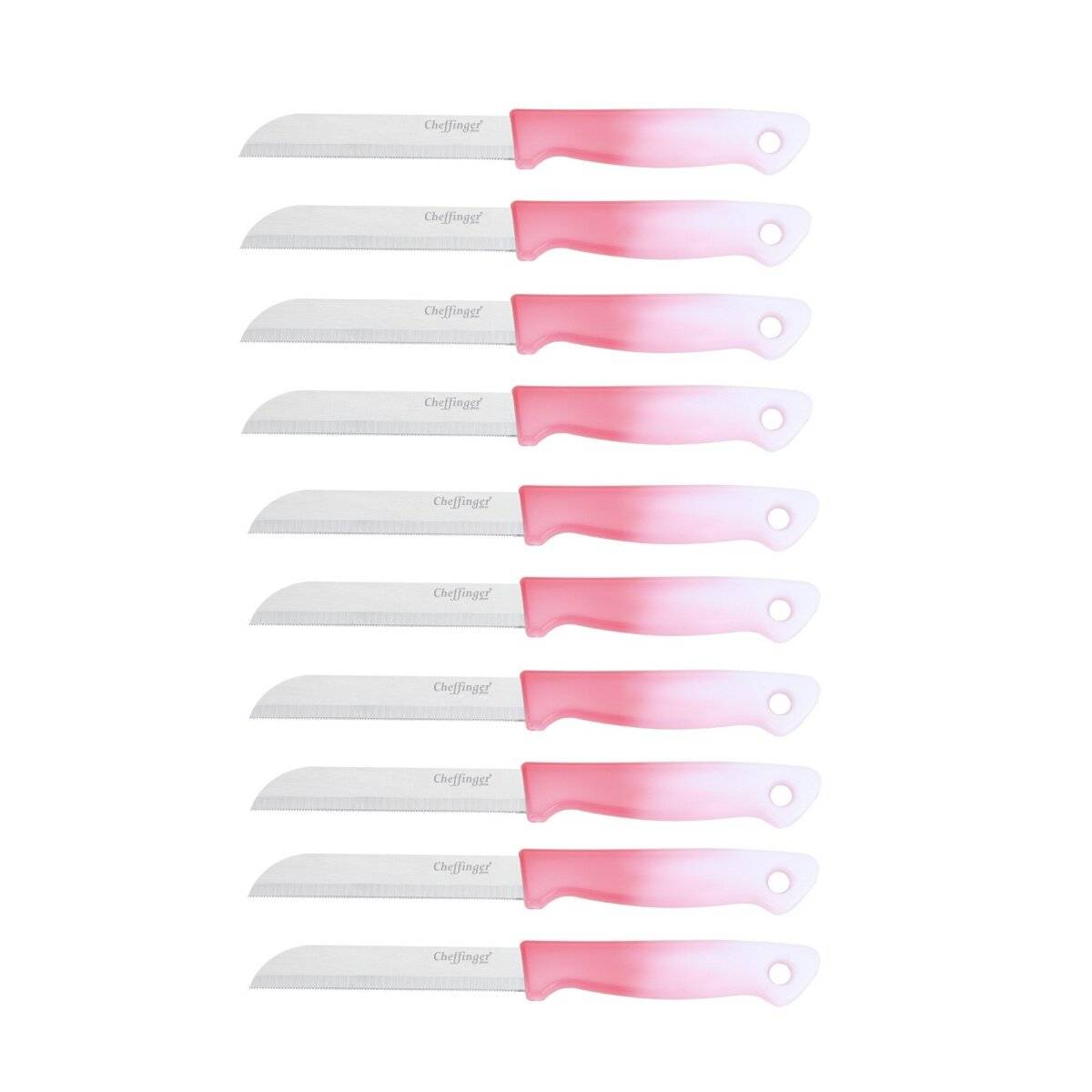 10 Stück Küchenmesser 18 cm mit ergonomischem Griff - vielseitig & pflegeleicht, Pink