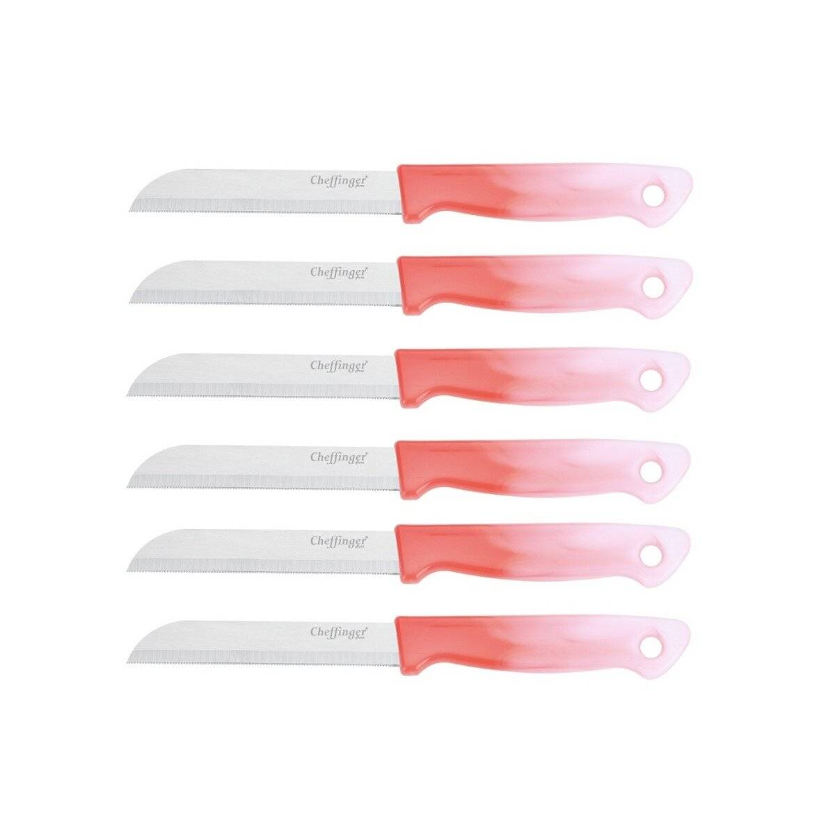 6 Stück Küchenmesser 18 cm mit ergonomischem Griff - vielseitig & pflegeleicht. Rot