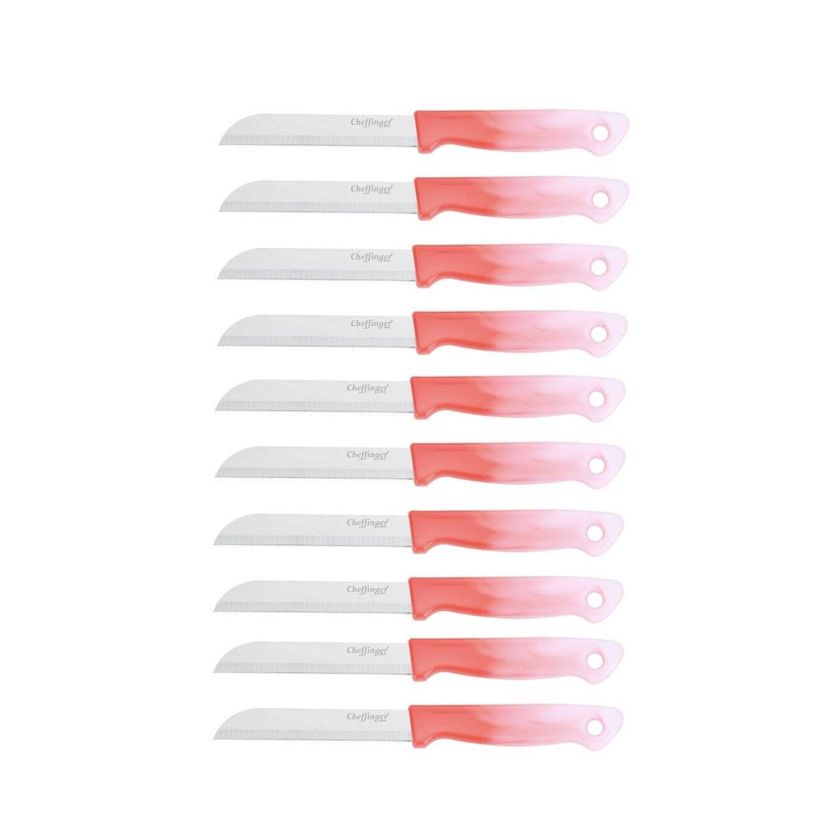 10 Stück Küchenmesser 18 cm mit ergonomischem Griff - vielseitig & pflegeleicht. Rot