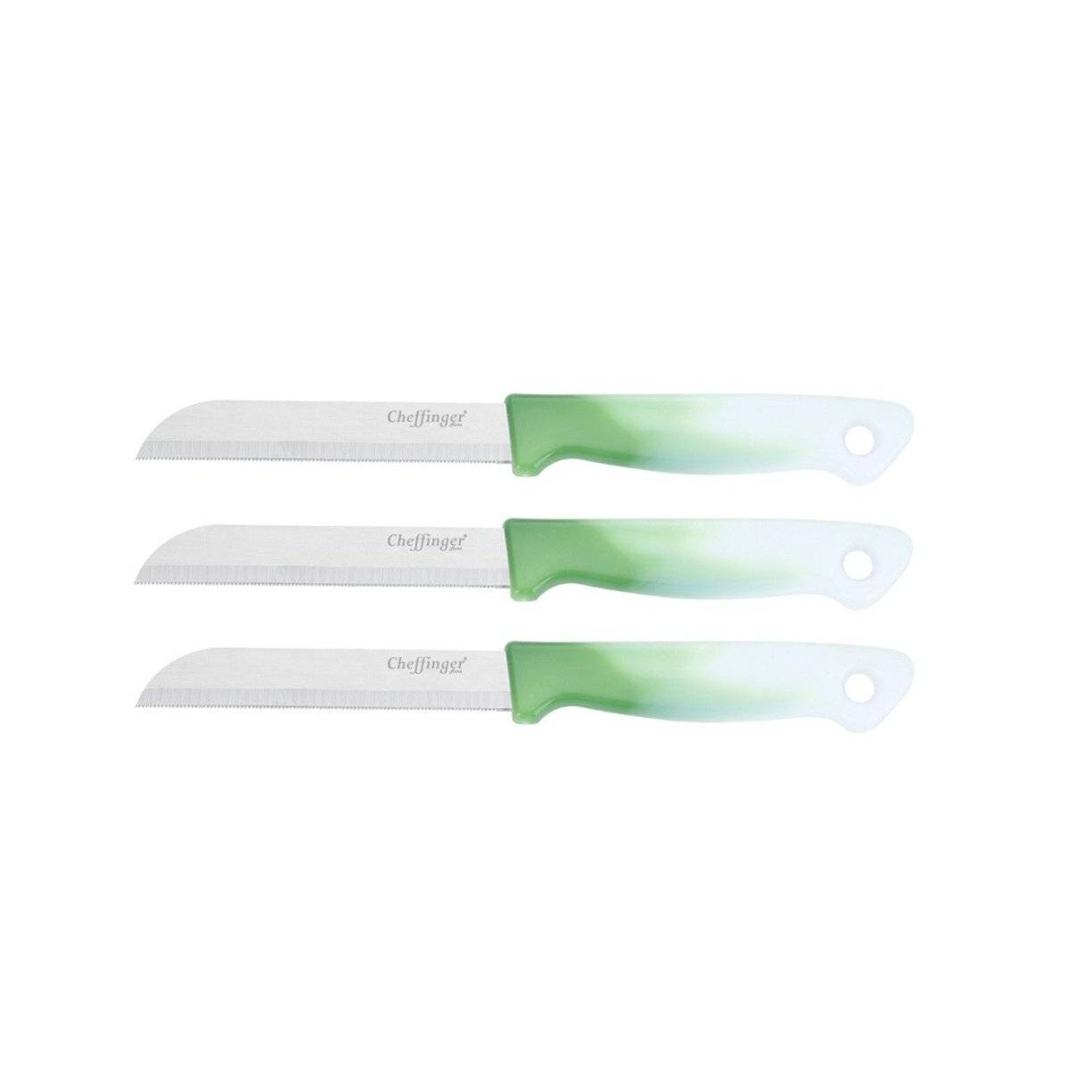 3 Stück Küchenmesser 18 cm mit ergonomischem Griff - vielseitig & pflegeleicht, Dunkelgrün