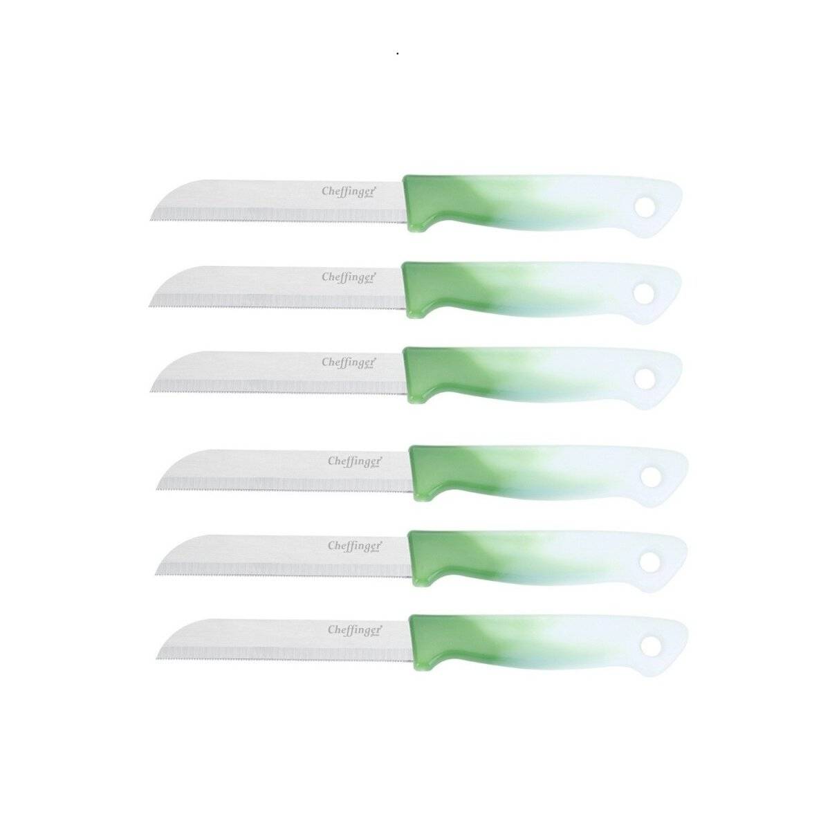 6 Stück Küchenmesser 18 cm mit ergonomischem Griff - vielseitig & pflegeleicht, Dunkelgrün