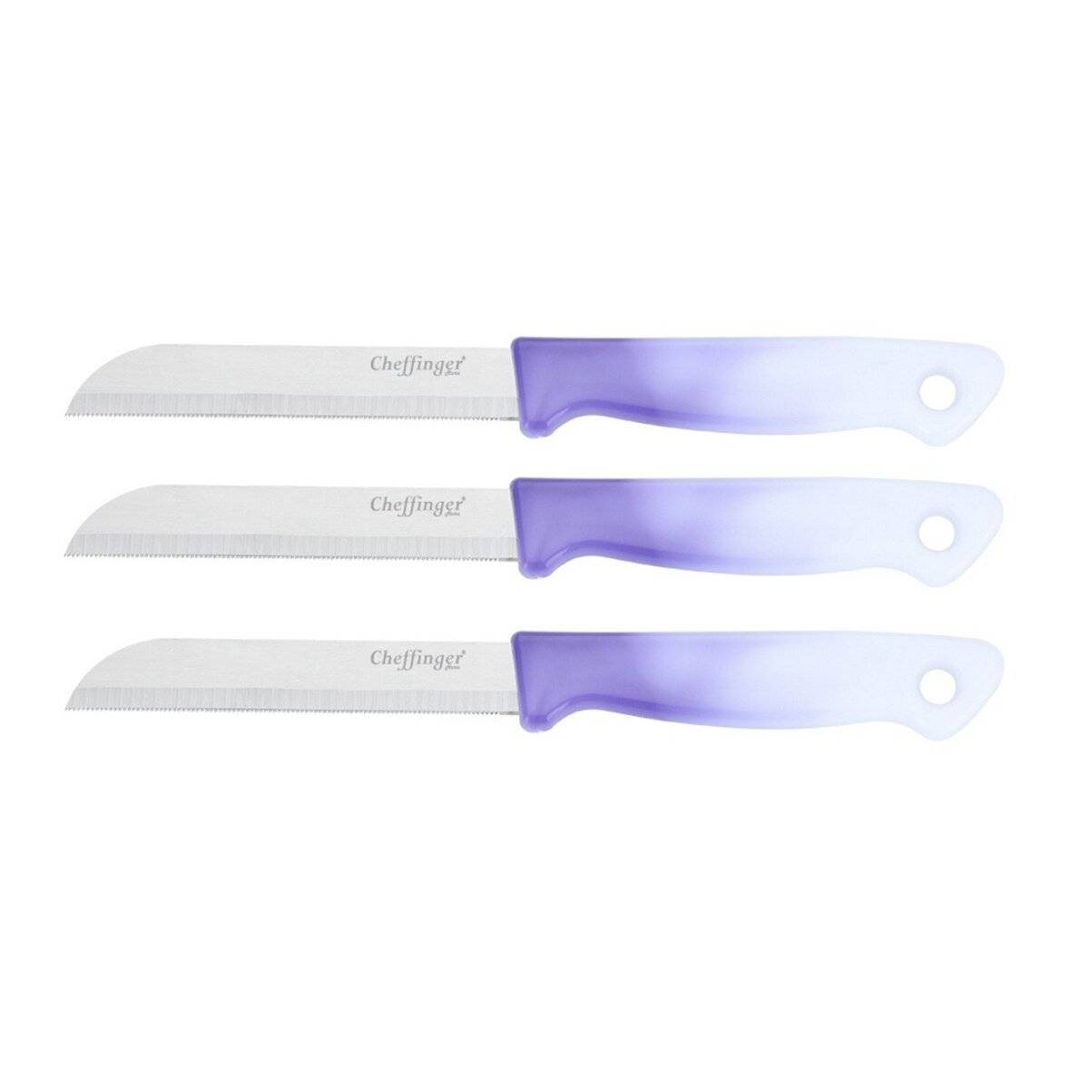 3 Stück Küchenmesser 18 cm mit ergonomischem Griff - vielseitig & pflegeleicht, Violett