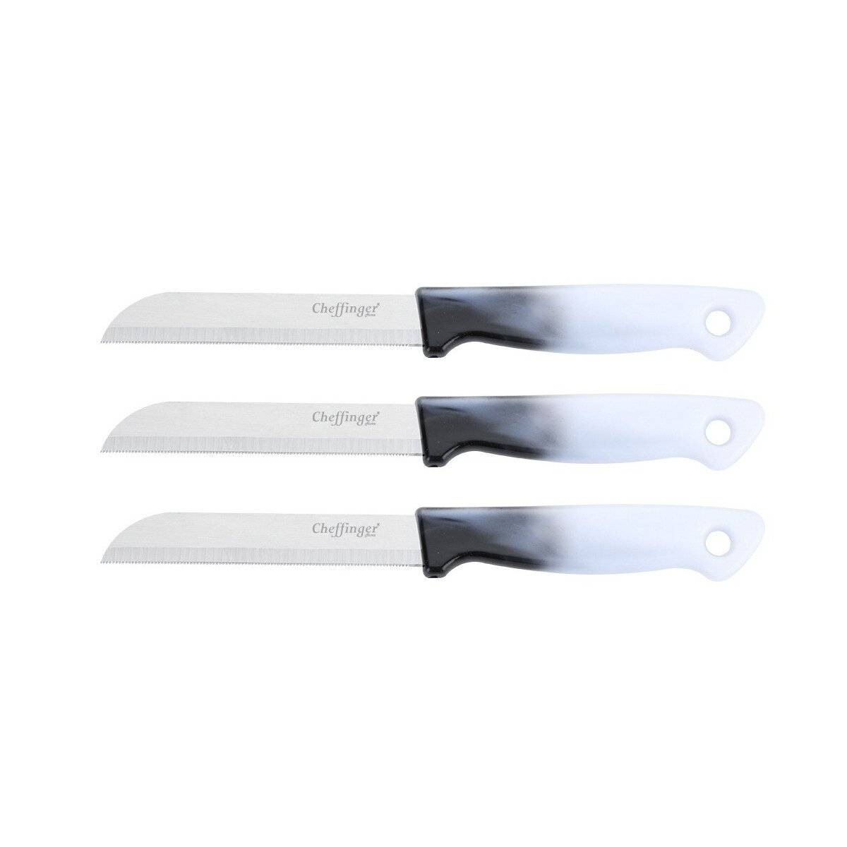 3 Stück Küchenmesser 18 cm mit ergonomischem Griff - vielseitig & pflegeleicht, Schwarz