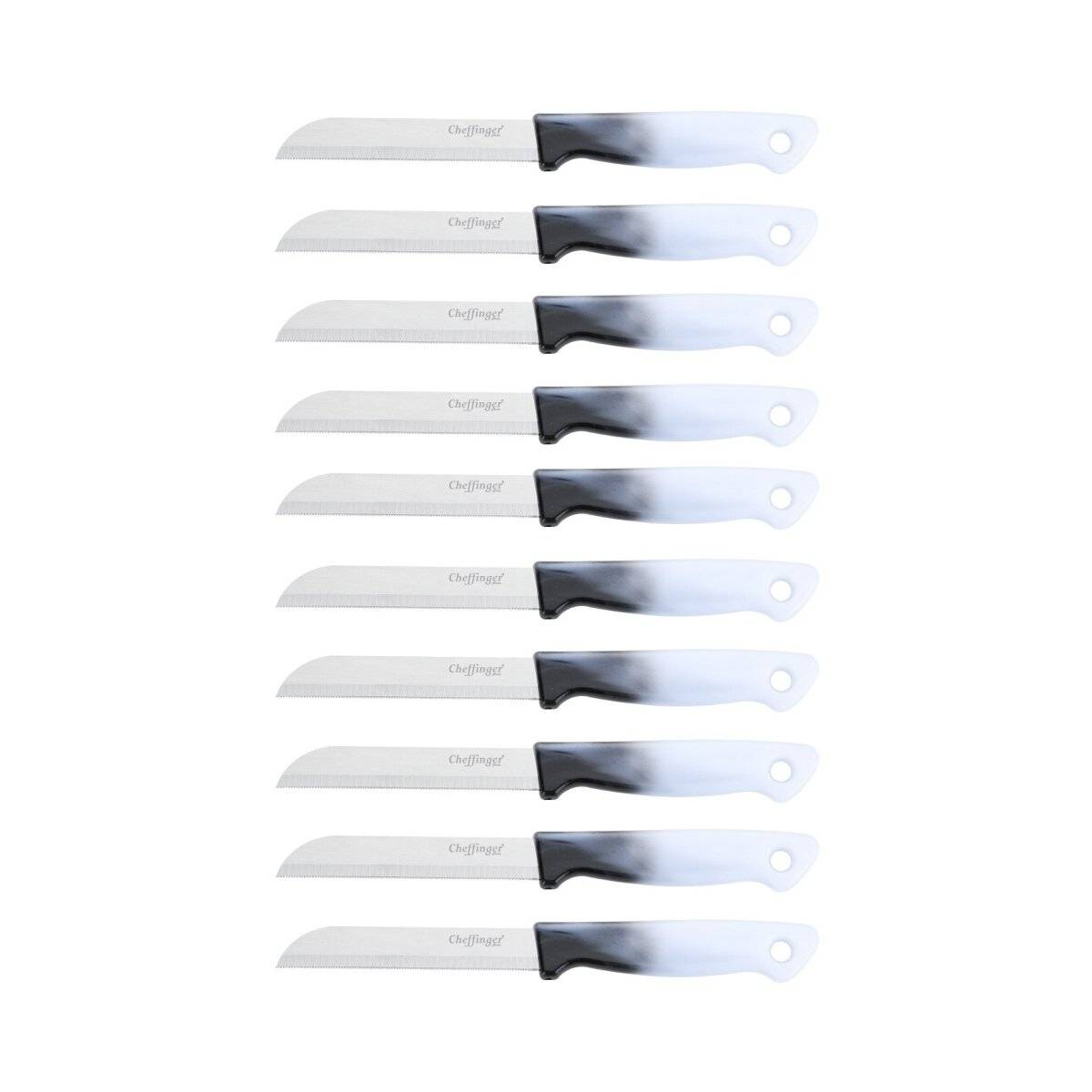 10 Stück Küchenmesser 18 cm mit ergonomischem Griff - vielseitig & pflegeleicht, Schwarz
