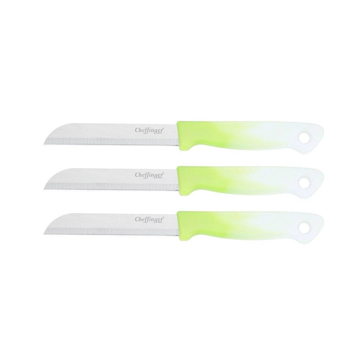 3 Stück Küchenmesser 18 cm mit ergonomischem Griff - vielseitig & pflegeleicht, Hellgrün