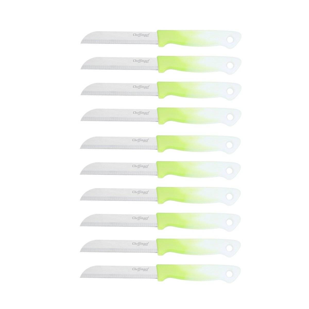 10 Stück Küchenmesser 18 cm mit ergonomischem Griff - vielseitig & pflegeleicht, Hellgrün