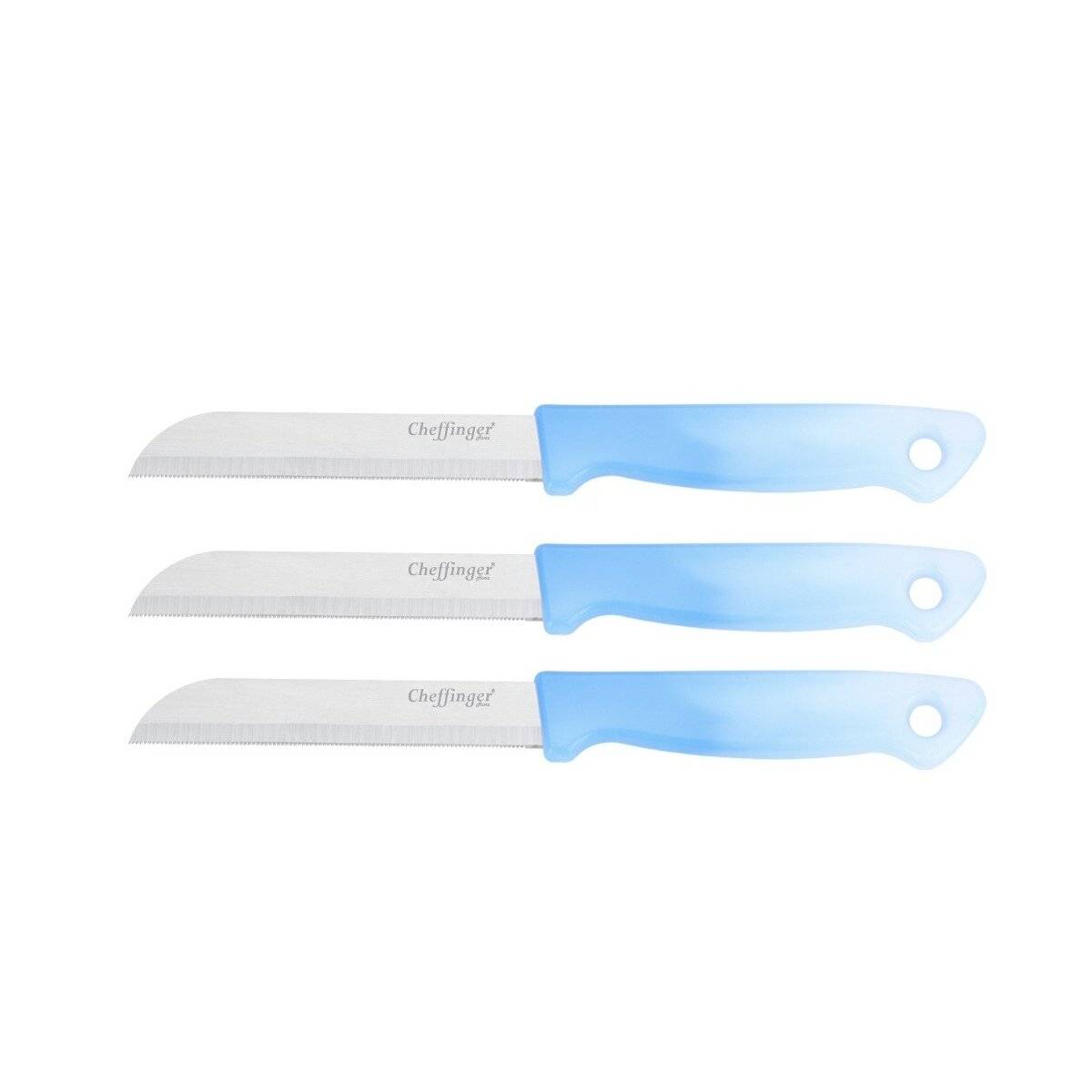3 Stück Küchenmesser 18 cm mit ergonomischem Griff - vielseitig & pflegeleicht, Hellblau
