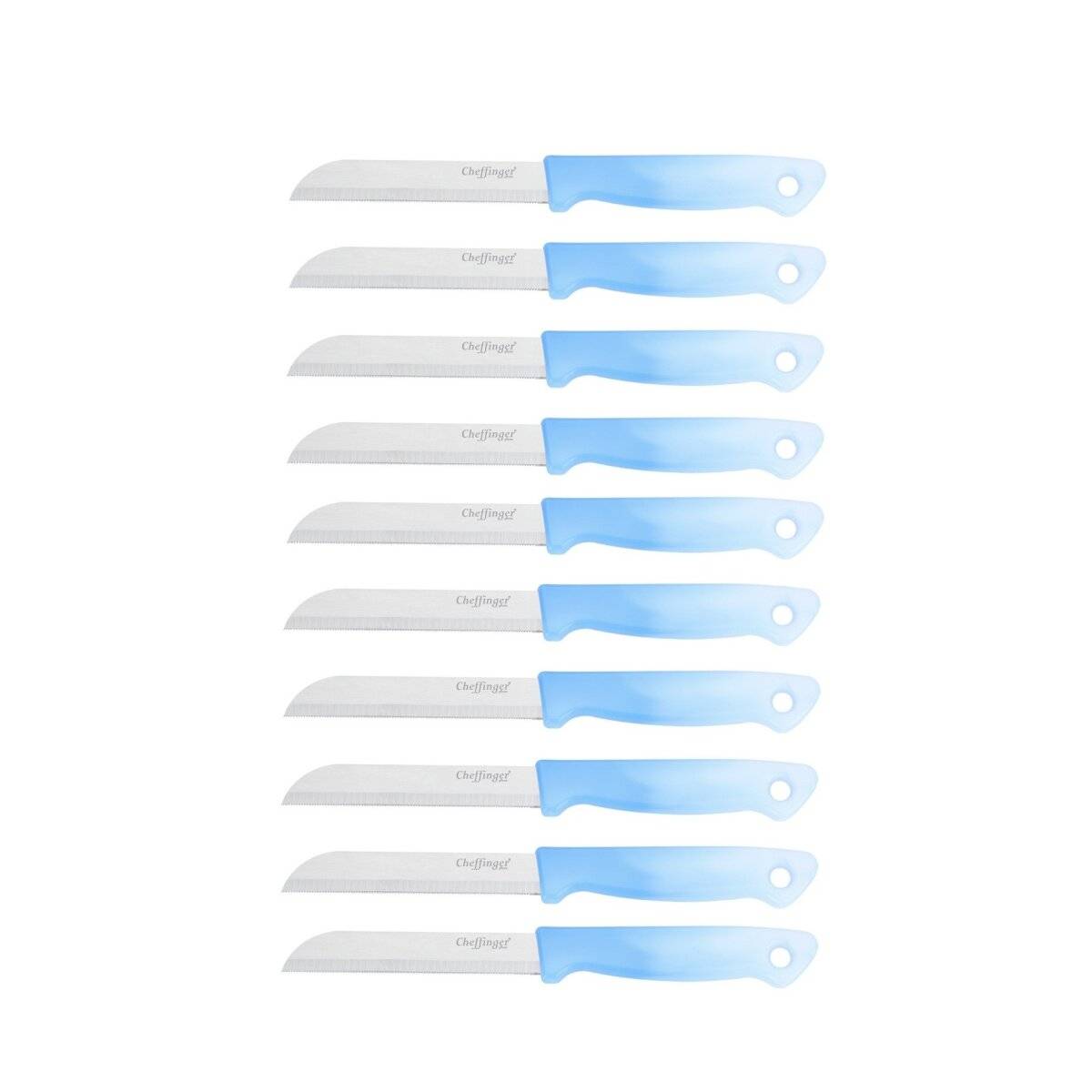 10 Stück Küchenmesser 18 cm mit ergonomischem Griff - vielseitig & pflegeleicht, Hellblau