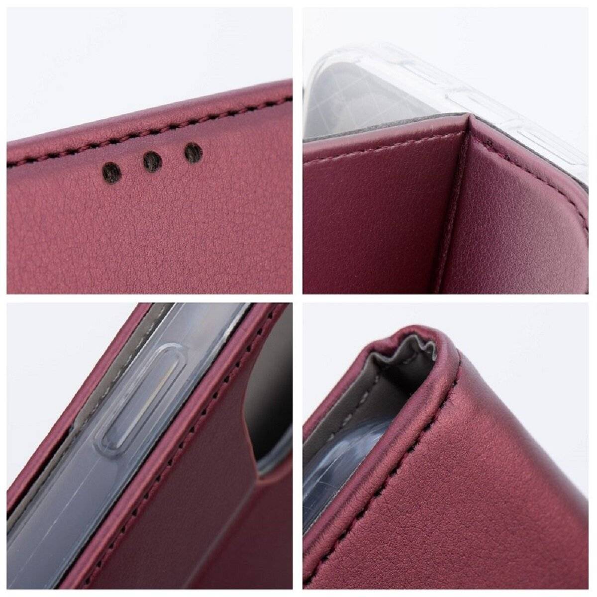 Handyhülle mit Magnetverschluss und Kartenfach Smartphone-Hülle Klapphülle kompatibel mit iPhone 17 Burgunderrot