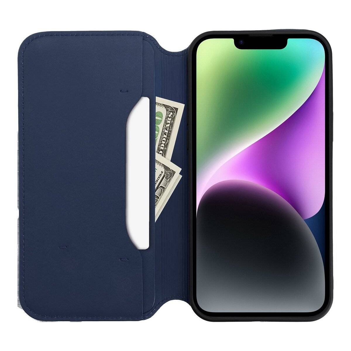 Smartphonehülle Handyhülle Klapphülle Schutzhülle mit Magnetverschluss und Innenfach kompatibel mit iPhone 17 Pro Max Dunkelblau