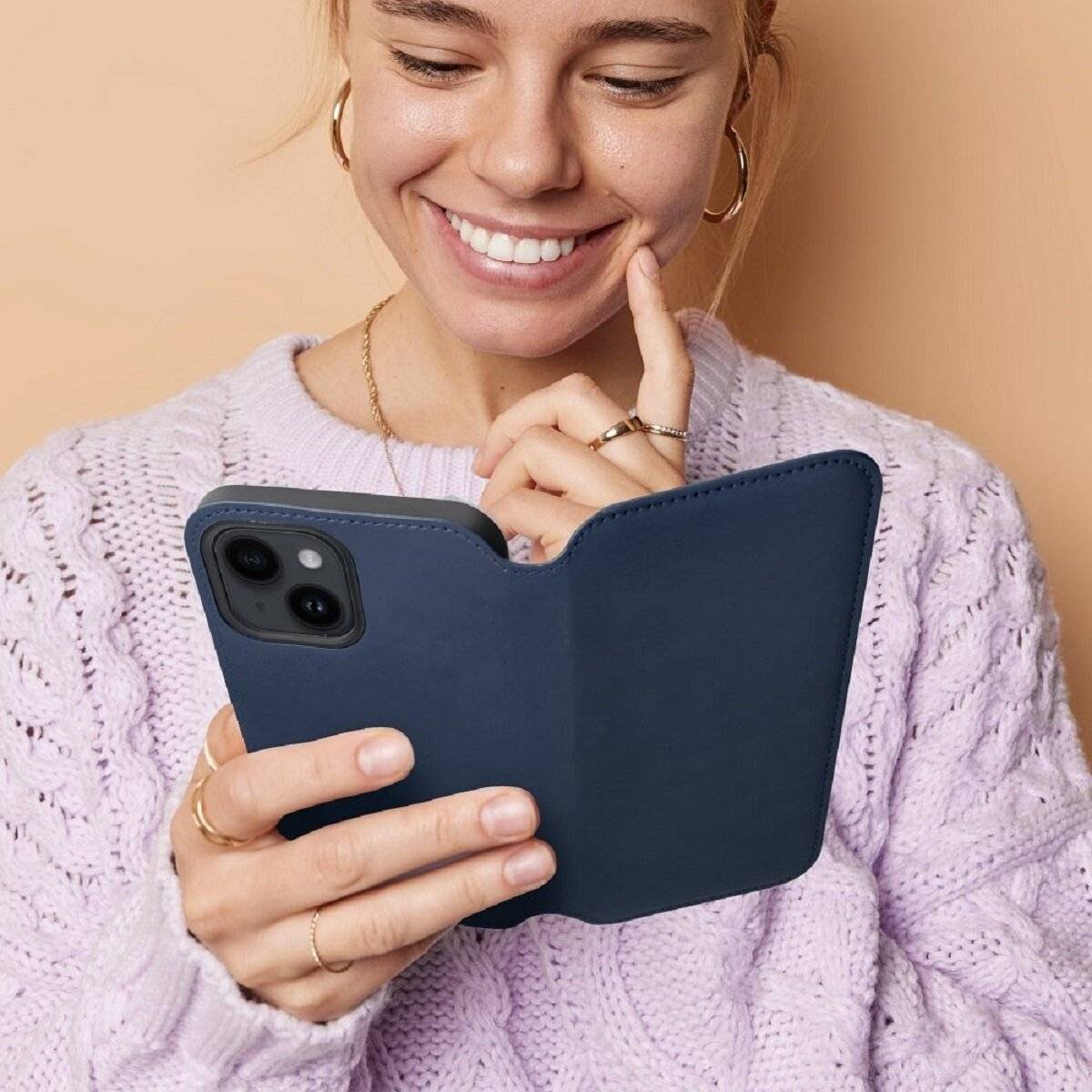 Smartphonehülle Handyhülle Klapphülle Schutzhülle mit Magnetverschluss und Innenfach kompatibel mit iPhone 17 Pro Max Dunkelblau