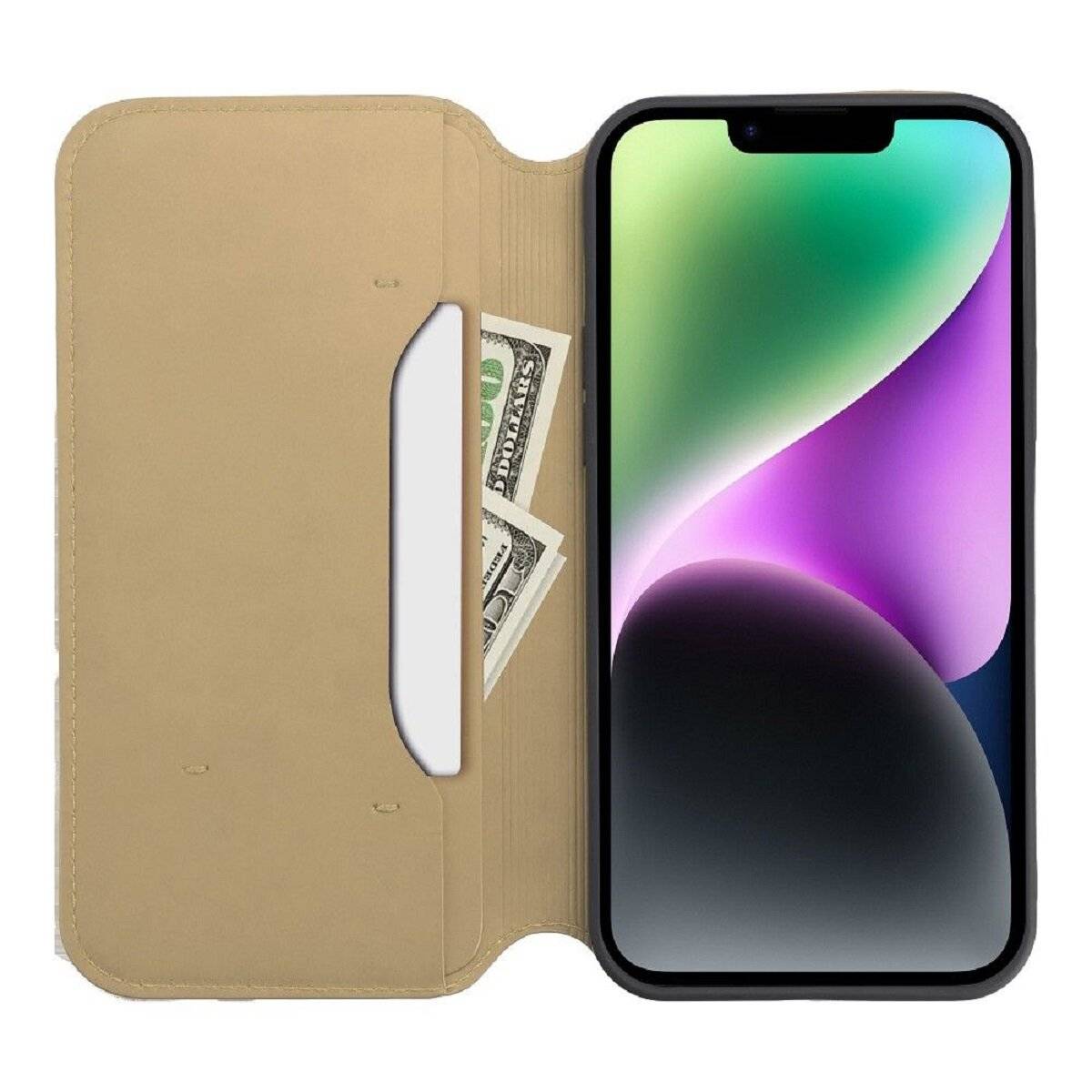 Smartphonehülle Handyhülle Klapphülle Schutzhülle mit Magnetverschluss und Innenfach kompatibel mit iPhone 17 Gold