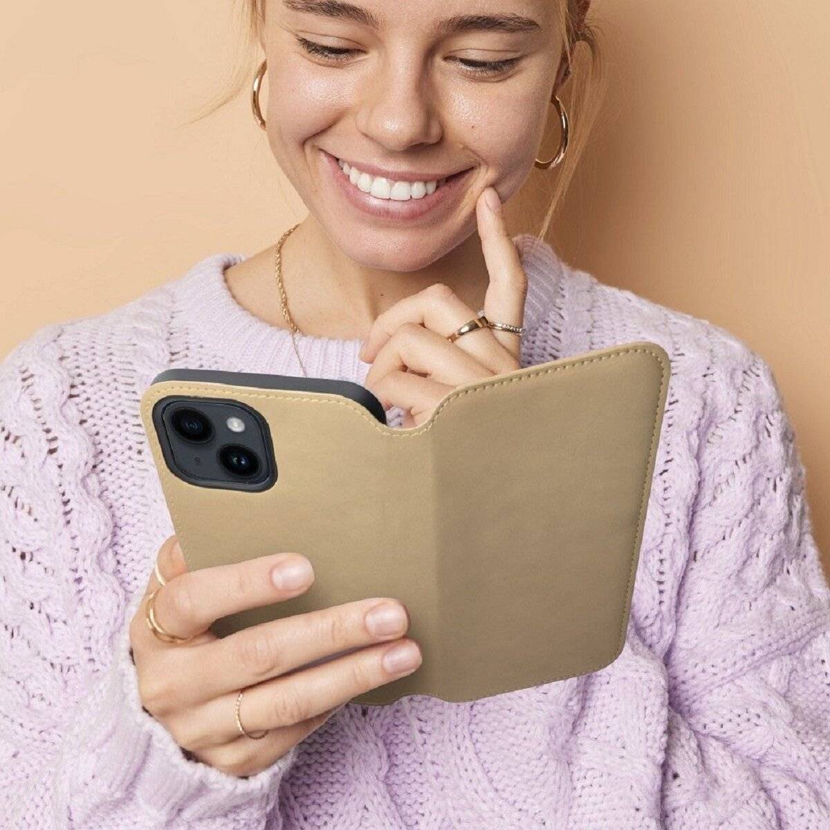 Smartphonehülle Handyhülle Klapphülle Schutzhülle mit Magnetverschluss und Innenfach kompatibel mit iPhone 17 Gold