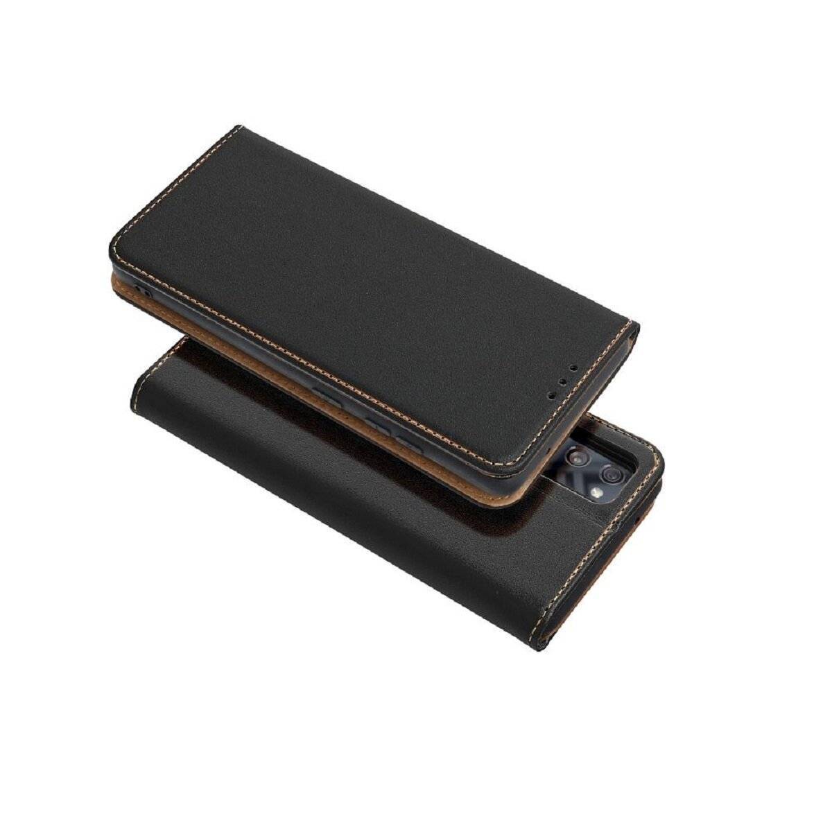 Smart Pro Echt Buchtasche Leder Tasche Lederbuch Hülle Cover Case Handy-Hülle Handytasche kompatibel mit iPhone 17 Schwarz