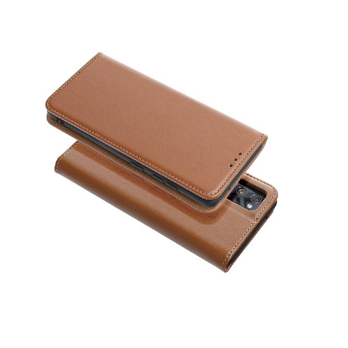 Smart Pro Echt Buchtasche Leder Tasche Lederbuch Hülle Cover Case Handy-Hülle Handytasche kompatibel mit iPhone 17 Braun