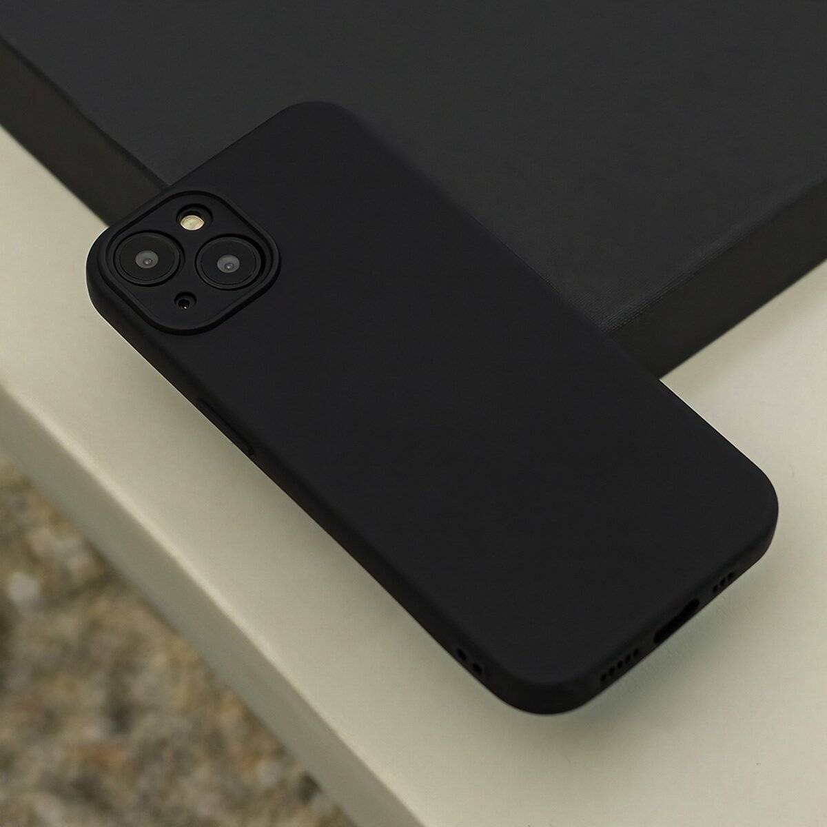 Schutzhülle Silikon Handyhülle mit Mikrofaserfutter Bumper Silikonhülle kompatibel mit iPhone 17 Pro Max Schwarz