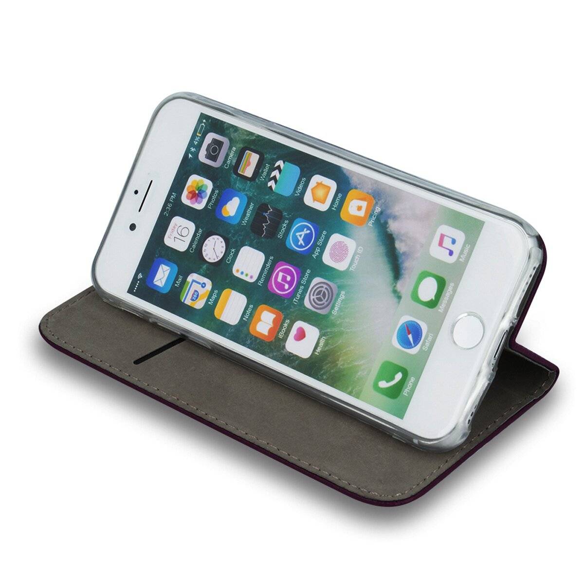Smart Magnetic Hülle Schutzhülle Handyhülle Klapphülle mit Kartenfach kompatibel mit iPhone 17 Pro Max Burgunderrot