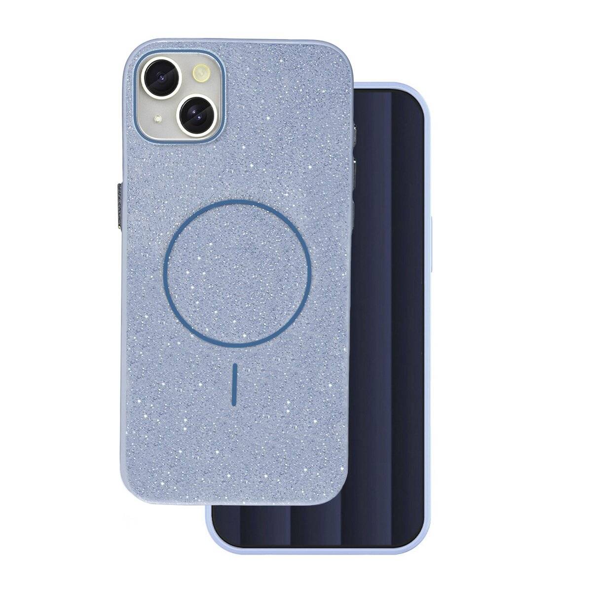 Glitter Dünne Handyhülle mit Magnetring für kabelloses Ladezubehör Bumper kompatibel mit iPhone 17 Blau