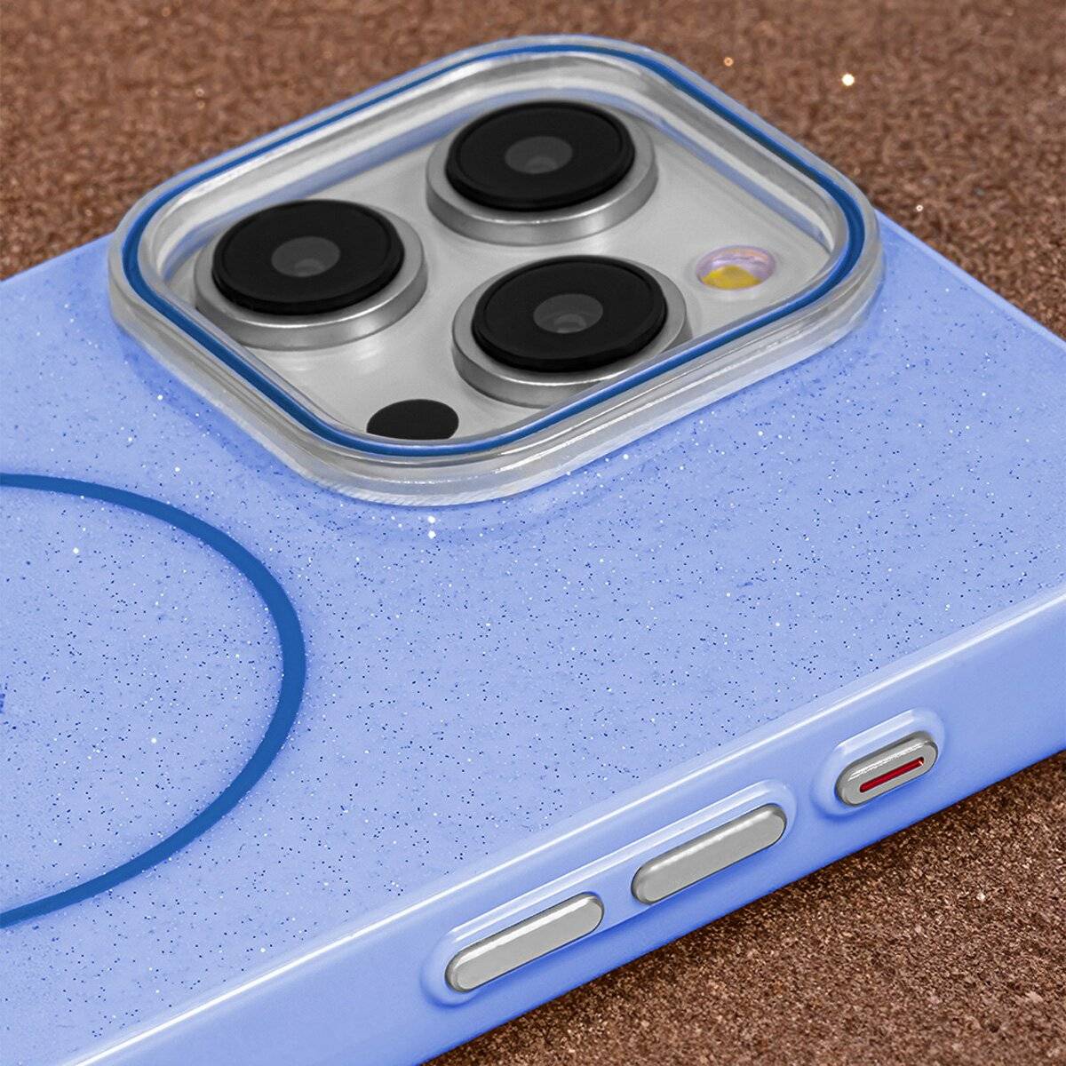 Glitter Dünne Handyhülle mit Magnetring für kabelloses Ladezubehör Bumper kompatibel mit iPhone 17 Blau