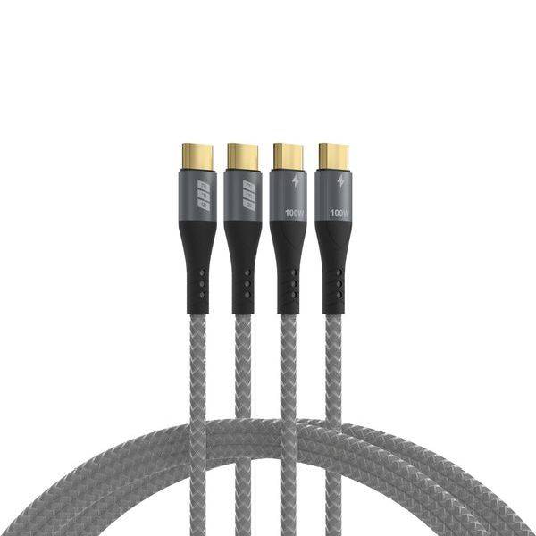 EFB Elektronik USB-C Kabelset 100W PD 3.0 5A E-Marker Chip 2x2M grau - Kabel-/Adapterset - Digital/Daten