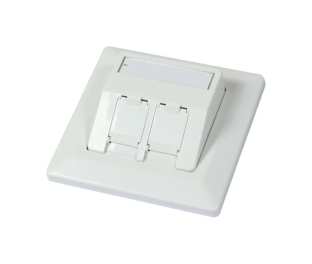 Keystone,Modulträger, UP Dosen für 2xTP-Modul, Reinweiss, für Runde Unterputz/Hohlraumdosen geeignet, 27Grad Auslass, Synergy 21,