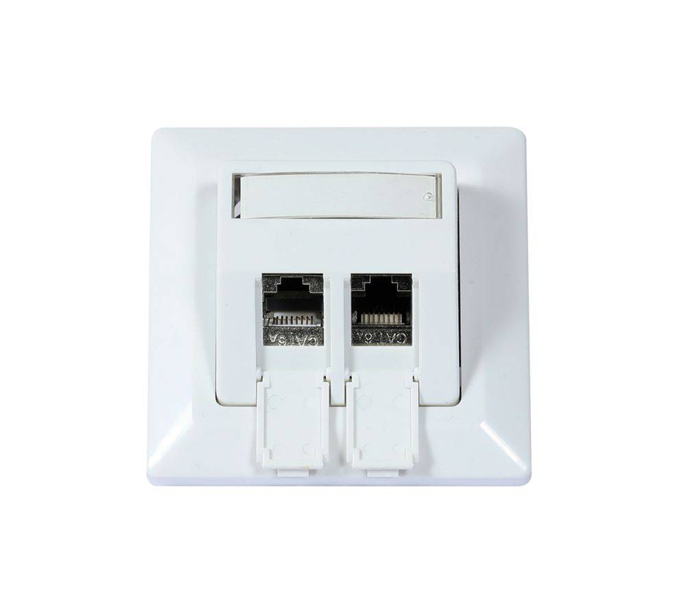 Keystone,Modulträger, UP Dosen für 2xTP-Modul, Reinweiss, für Runde Unterputz/Hohlraumdosen geeignet, 27Grad Auslass, Synergy 21,