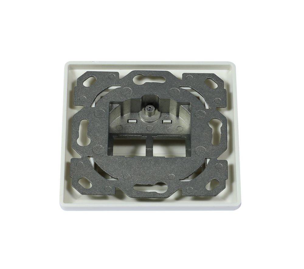 Keystone,Modulträger, UP Dosen für 2xTP-Modul, Reinweiss, für Runde Unterputz/Hohlraumdosen geeignet, 27Grad Auslass, Synergy 21,