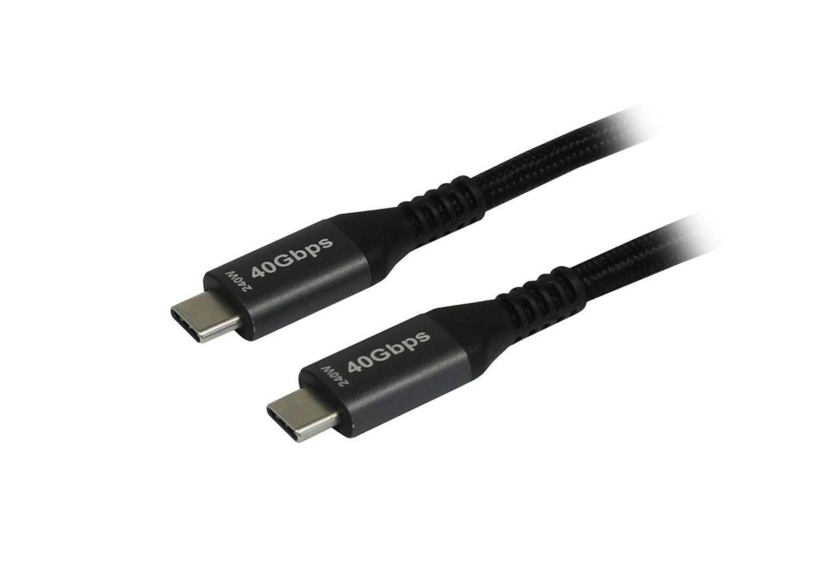 Kabel USB 4.0 C (St) => C (St) 1,5m *Synergy 21* schwarz(Textil), 40G/5A, 240W, Gen 3x2, E-Marker Chip, Synergy 21,