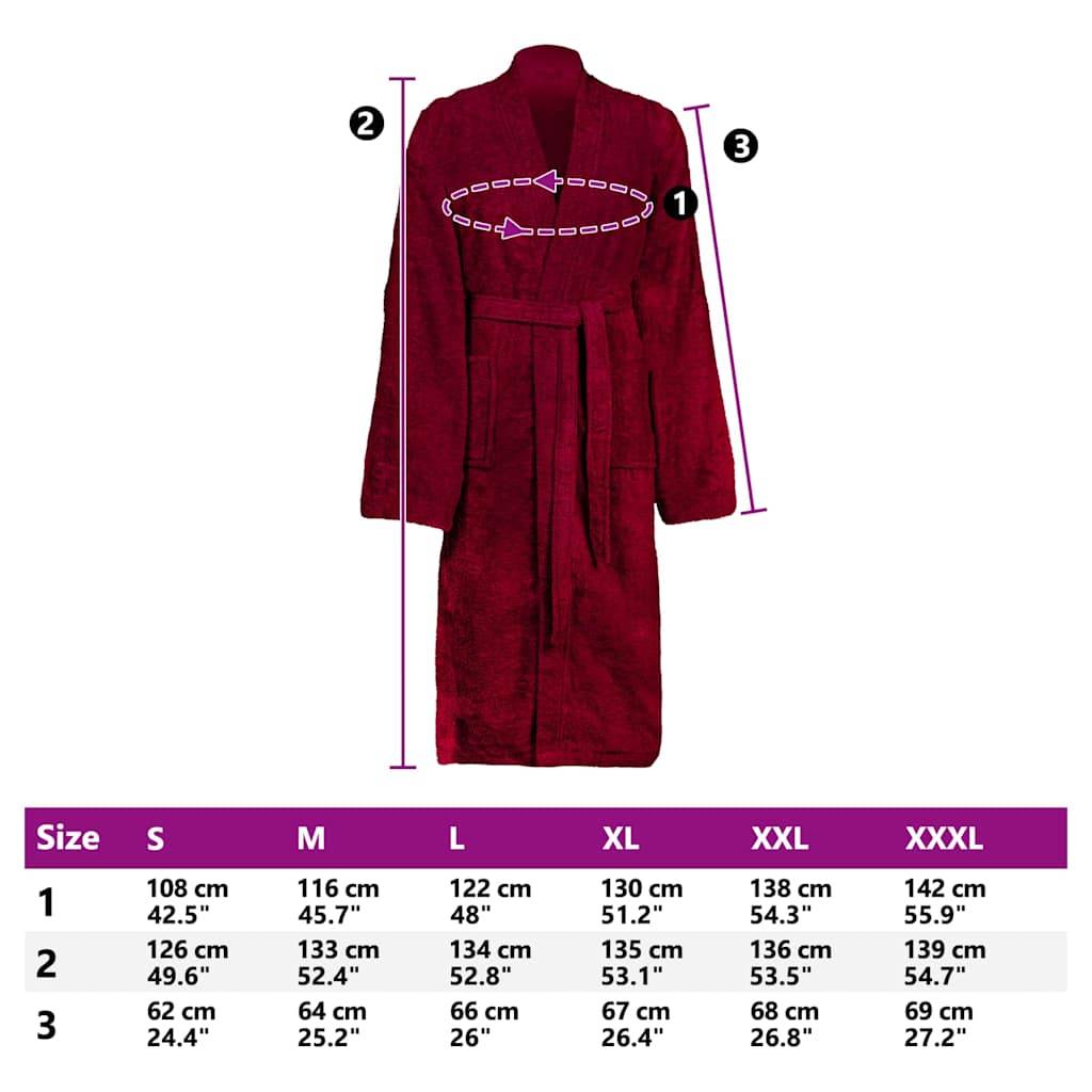 vidaXL Bademantel KINN Rot XXXL Baumwolle
