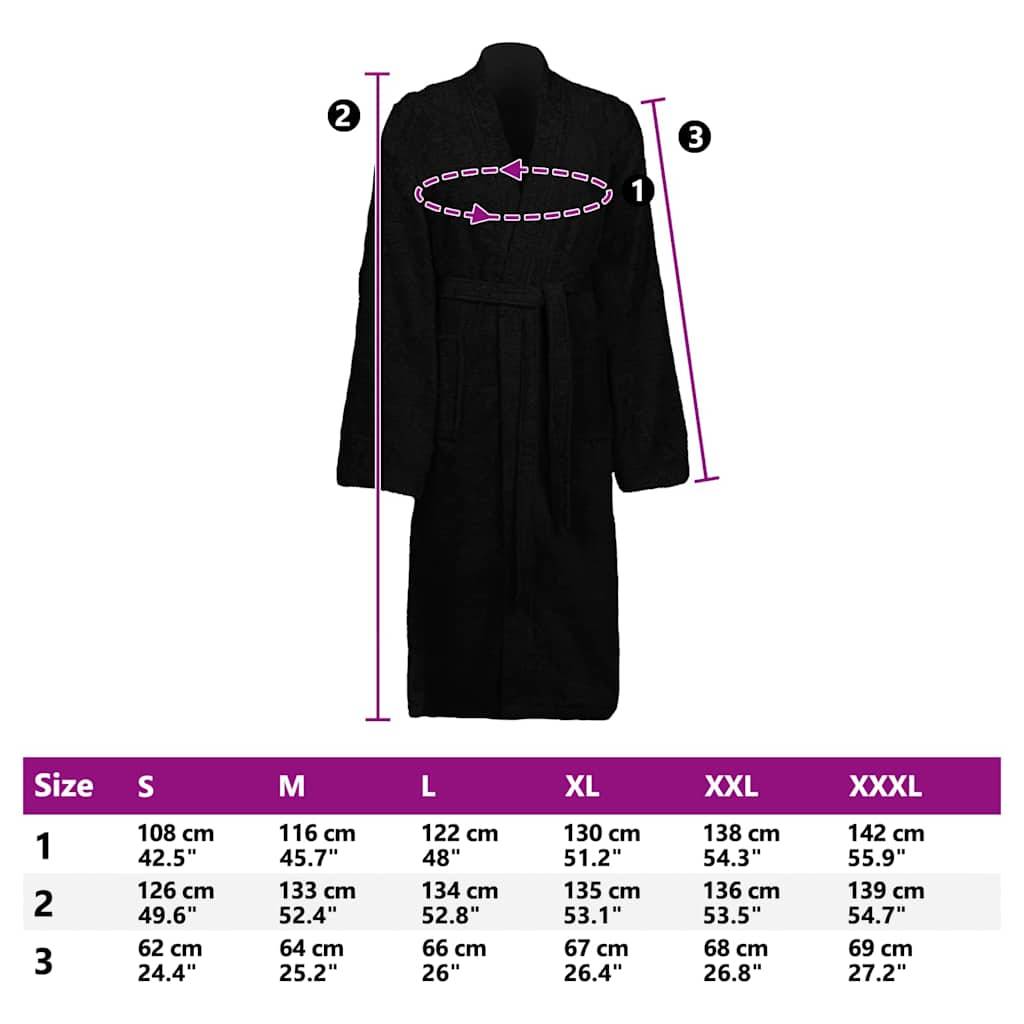 vidaXL Bademantel KINN Schwarz L Baumwolle