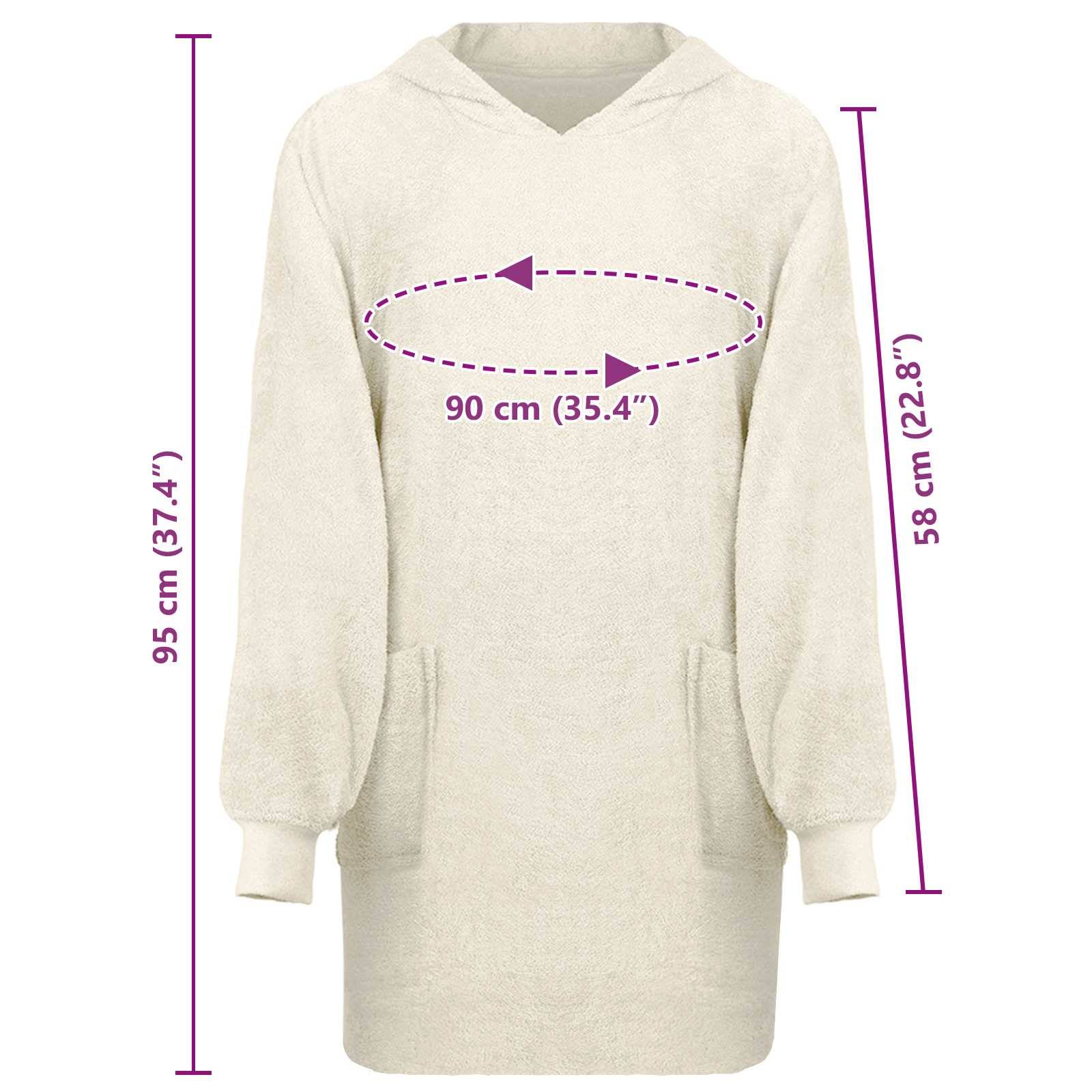 vidaXL Decken-Hoodie KINN Creme L Baumwolle