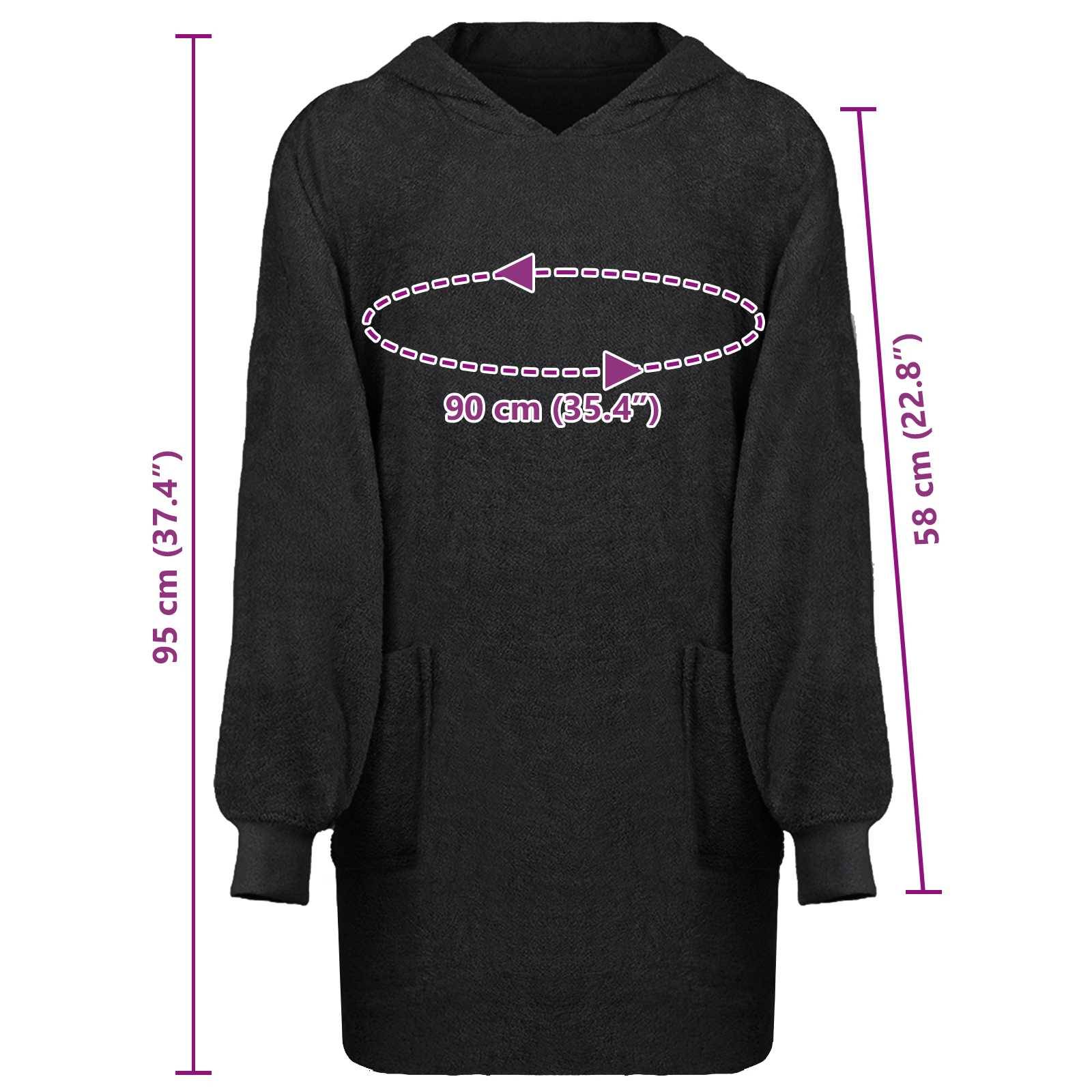 vidaXL Decken-Hoodie KINN Schwarz L Baumwolle